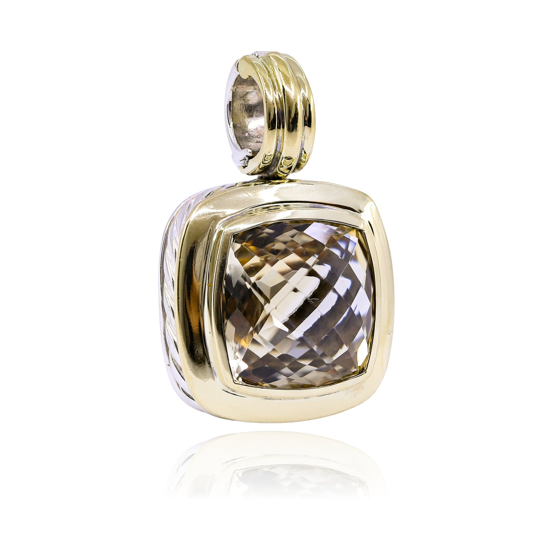 ESTATE DAVID YURMAN 18K YELLOW GOLD SILVER ALBION CITRINE PENDANT