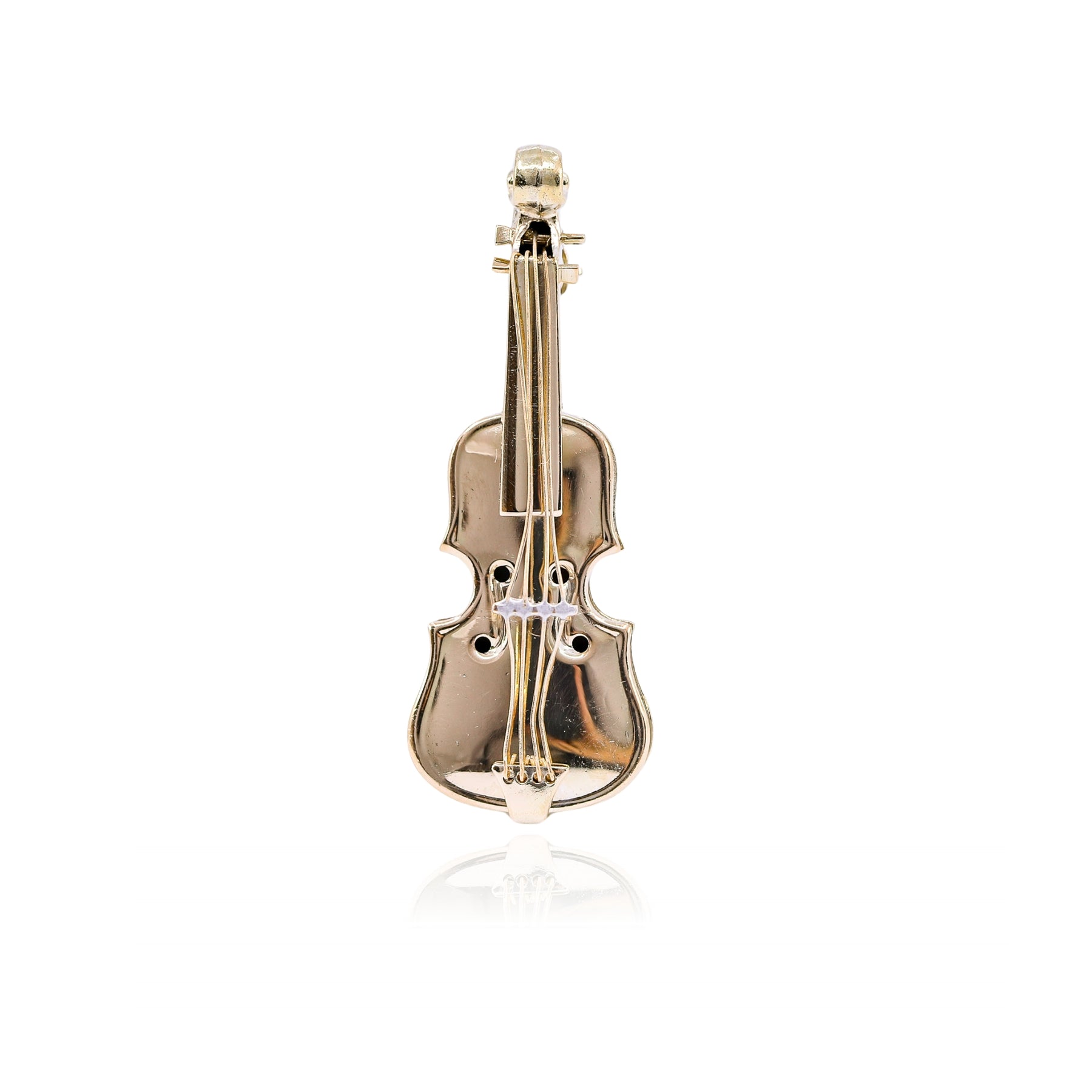 ESTATE 14K YELLOW GOLD VIOLA PIN