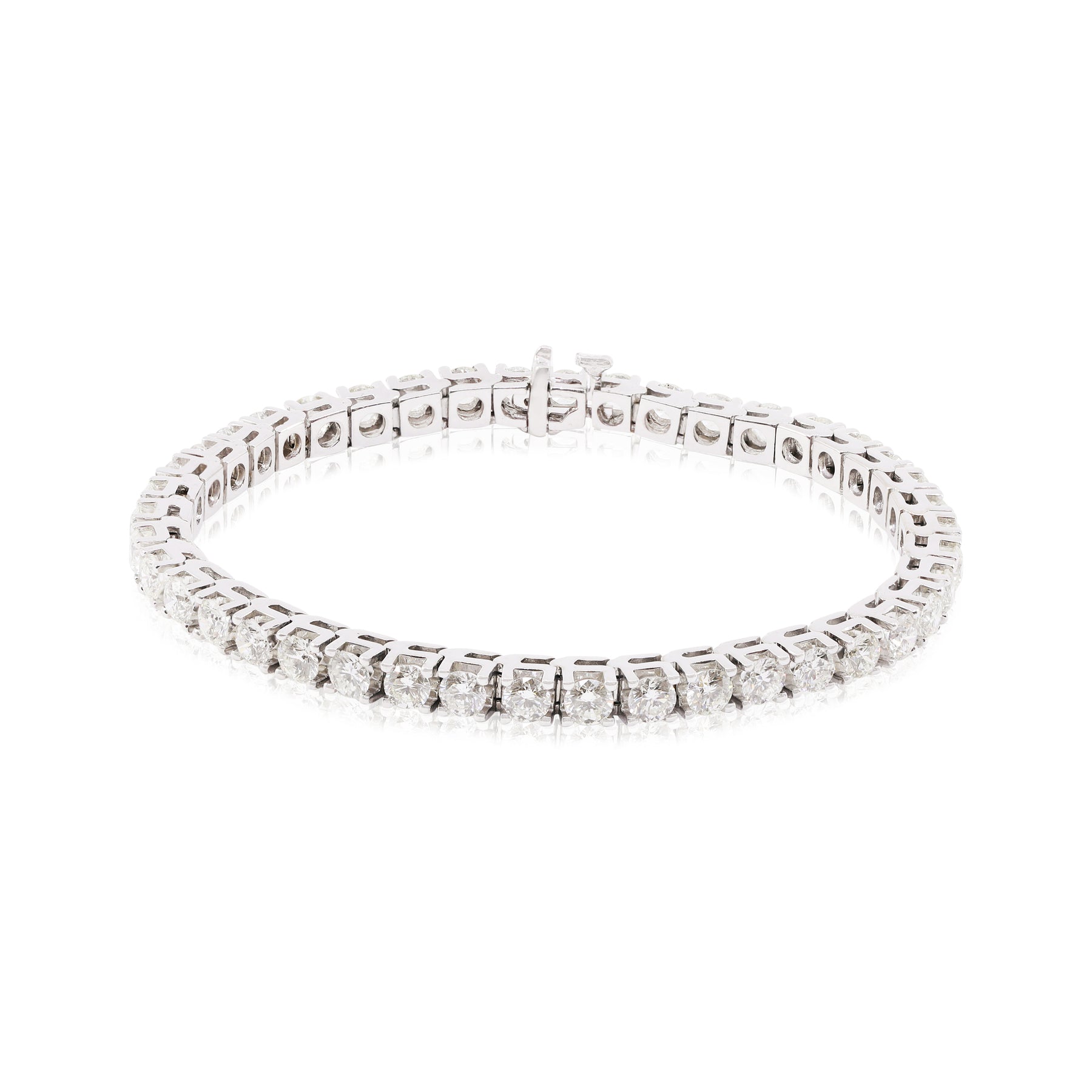 14K WHITE GOLD ROUND BRILLIANT DIAMOND TENNIS BRACELET 8.00CTW