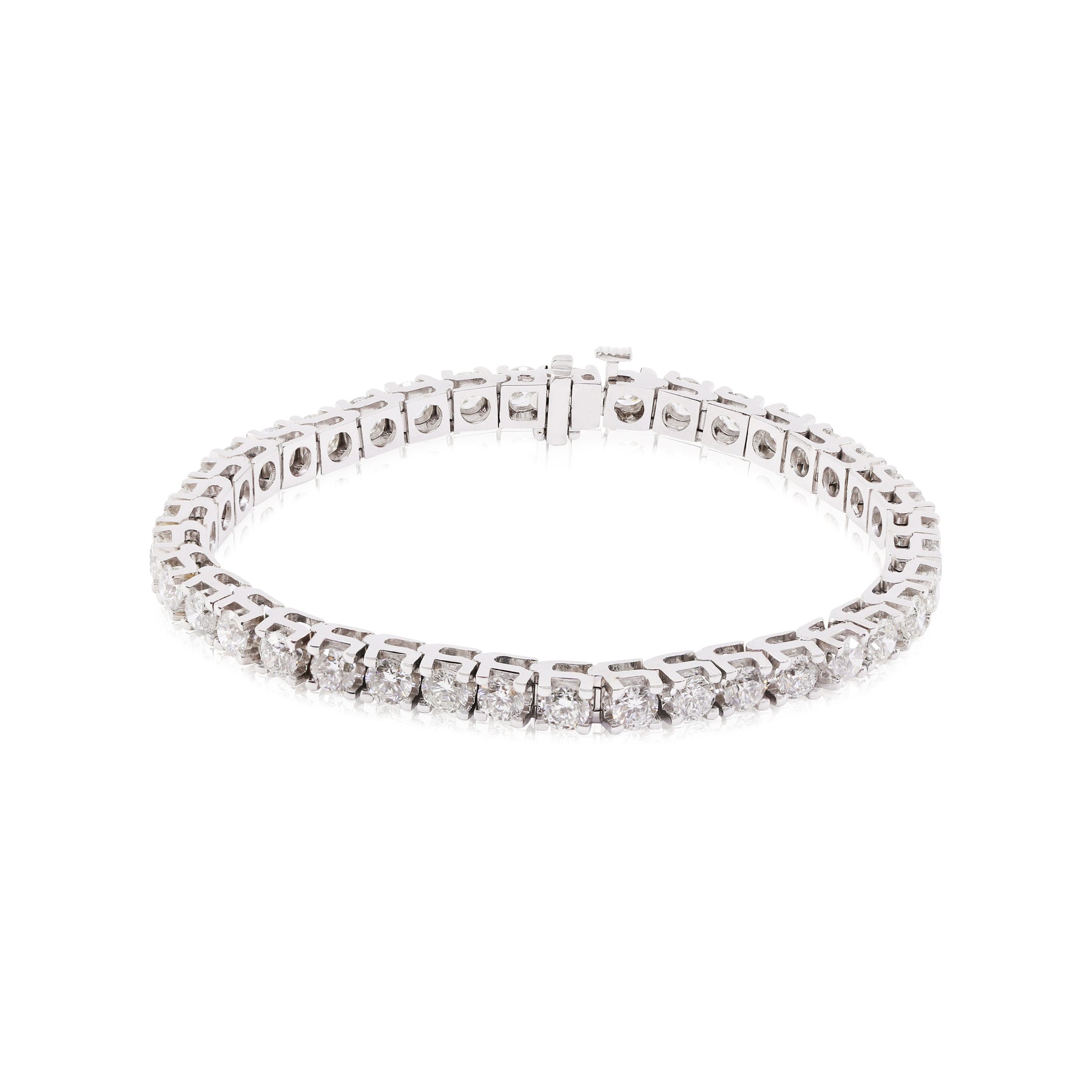 14K WHITE GOLD DIAMOND TENNIS BRACELET WITH 39 DIAMONDS, 9.00CTW