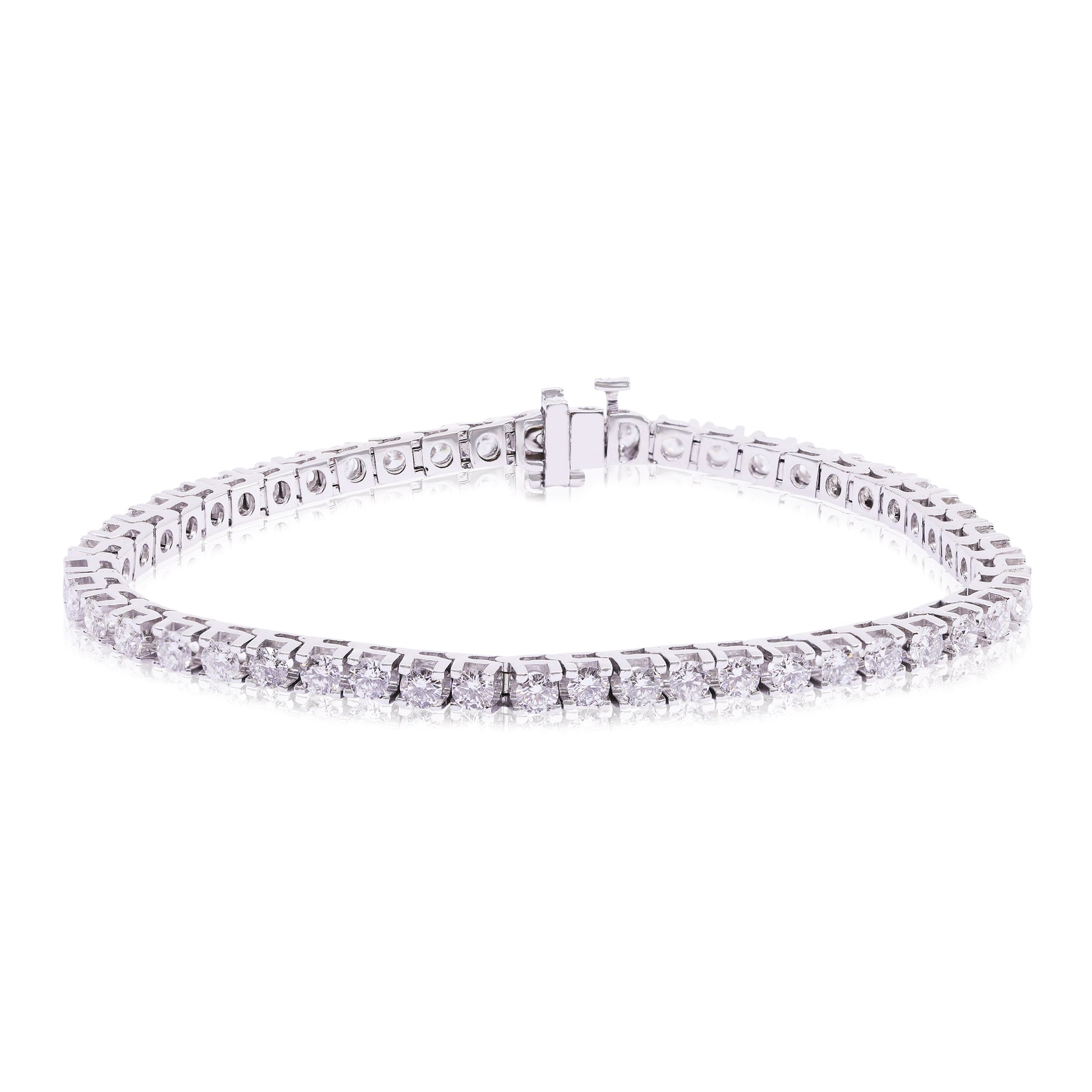 14K WHITE GOLD ROUND BRILLIANT CUT DIAMOND TENNIS BRACELET 5.00CTW