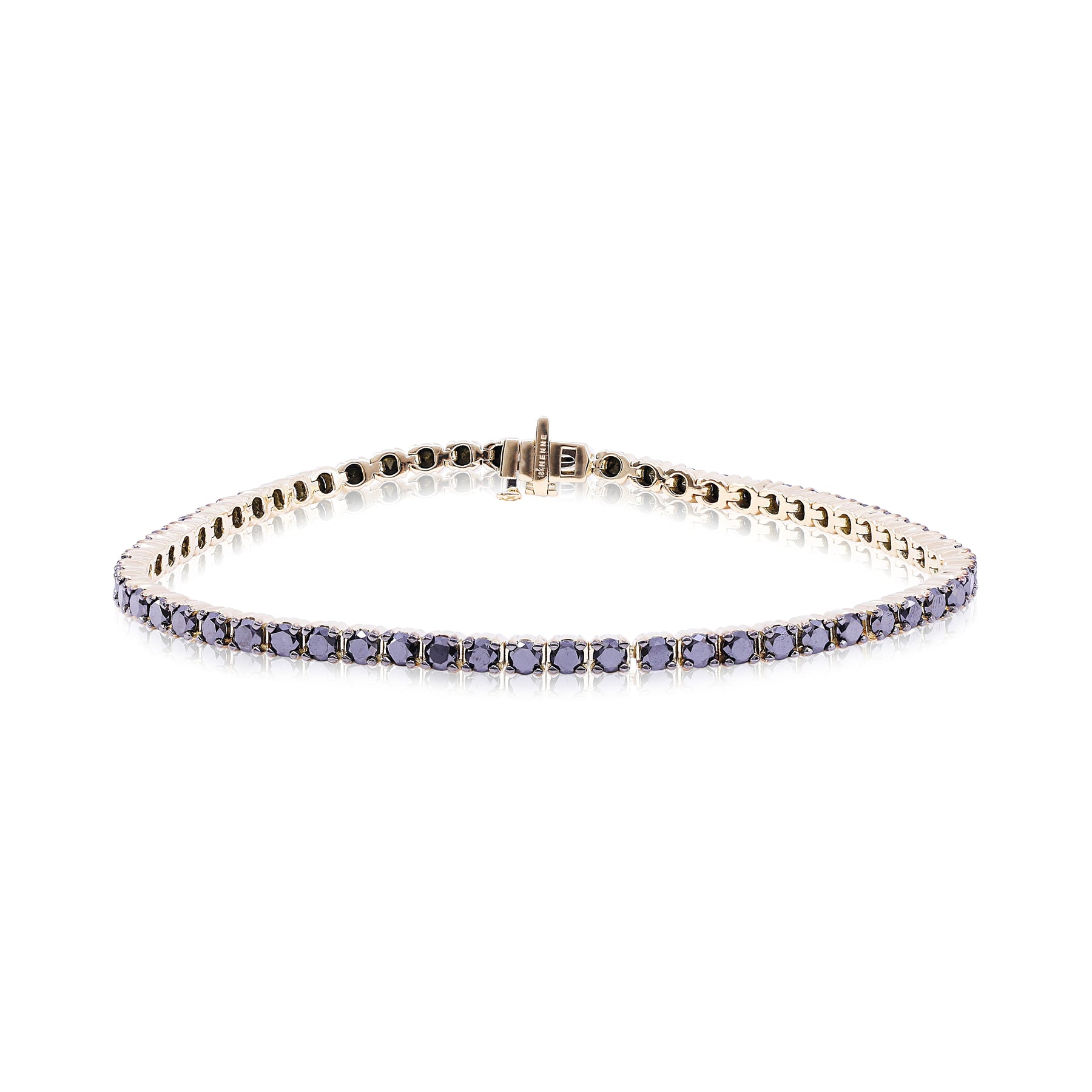 14K yellow gold 8.25-inch tennis bracelet containing 60 black diamonds totaling 6.60ctw