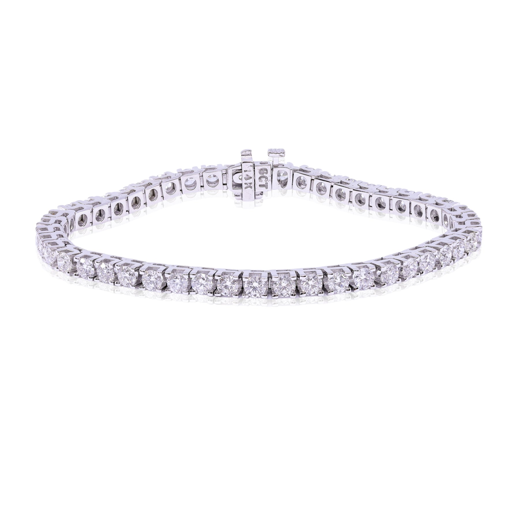 14K WHITE GOLD DIAMOND TENNIS BRACELET - 6.00CTW