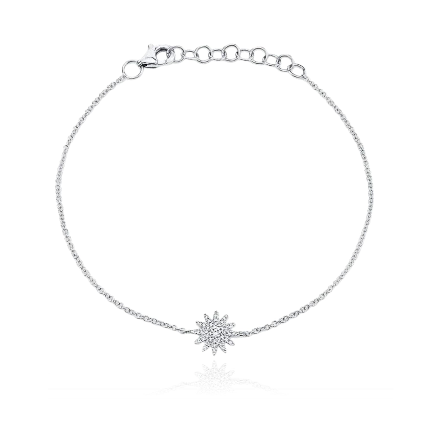 SHY CREATION 14K WHITE GOLD DIAMOND STARBURST BRACELET - 0.14CTW