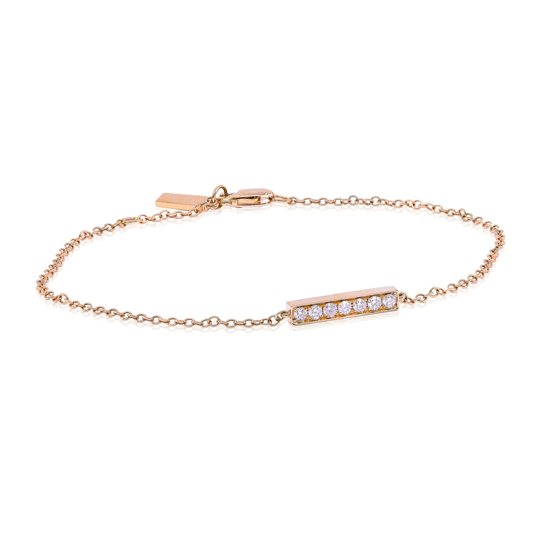 18K ROSE GOLD DIAMOND BAR BRACELET - 0.15CTW