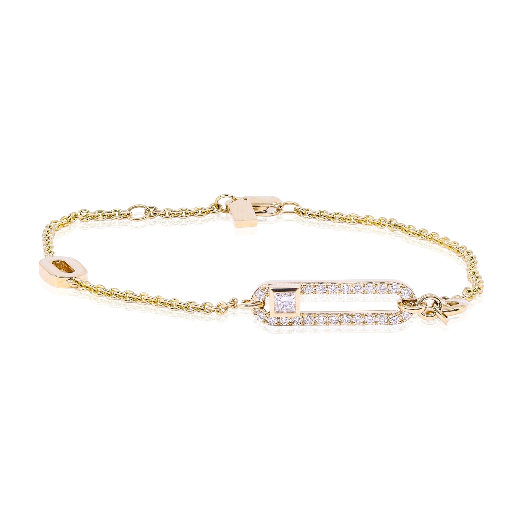 18K YELLOW GOLD DIAMOND PAPERCLIP LINK BRACELET - 0.35CTW