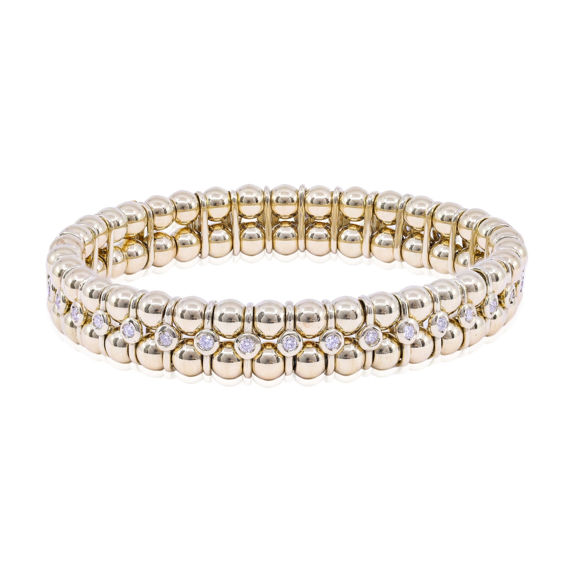 LUIGI TAVANTI 18K YELLOW GOLD DIAMOND BEADED STRETCH BRACELET - 1.65CTW