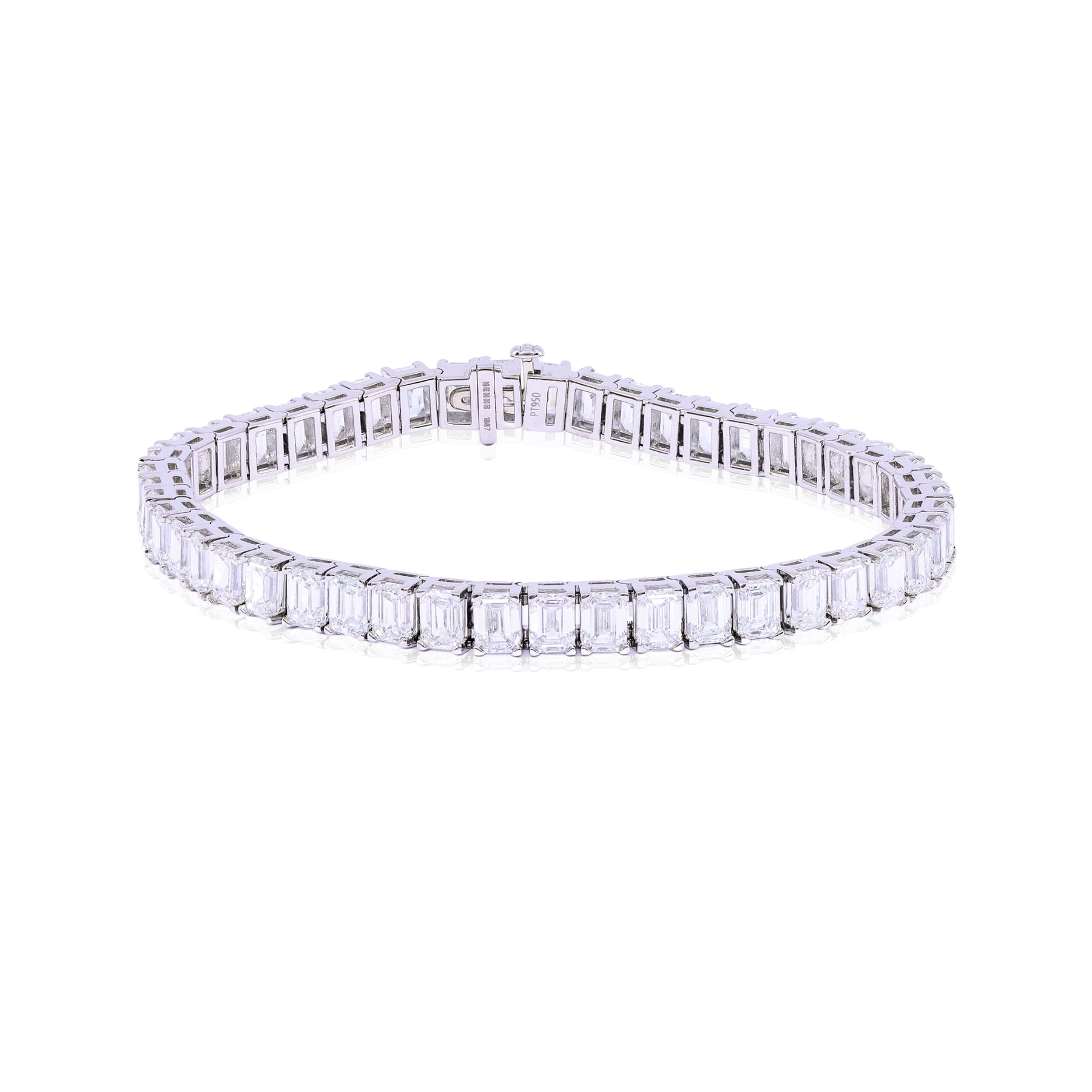 HENNE 1887 PLATINUM EMERALD-CUT DIAMOND BRACELET - 18.87CTW