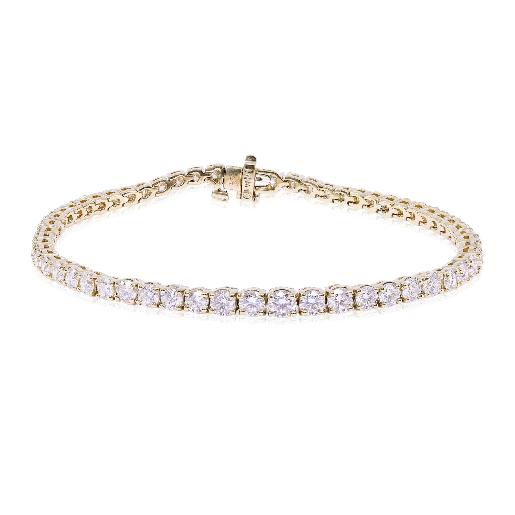 14K YELLOW GOLD DIAMOND TENNIS BRACELET - 5.25CTW