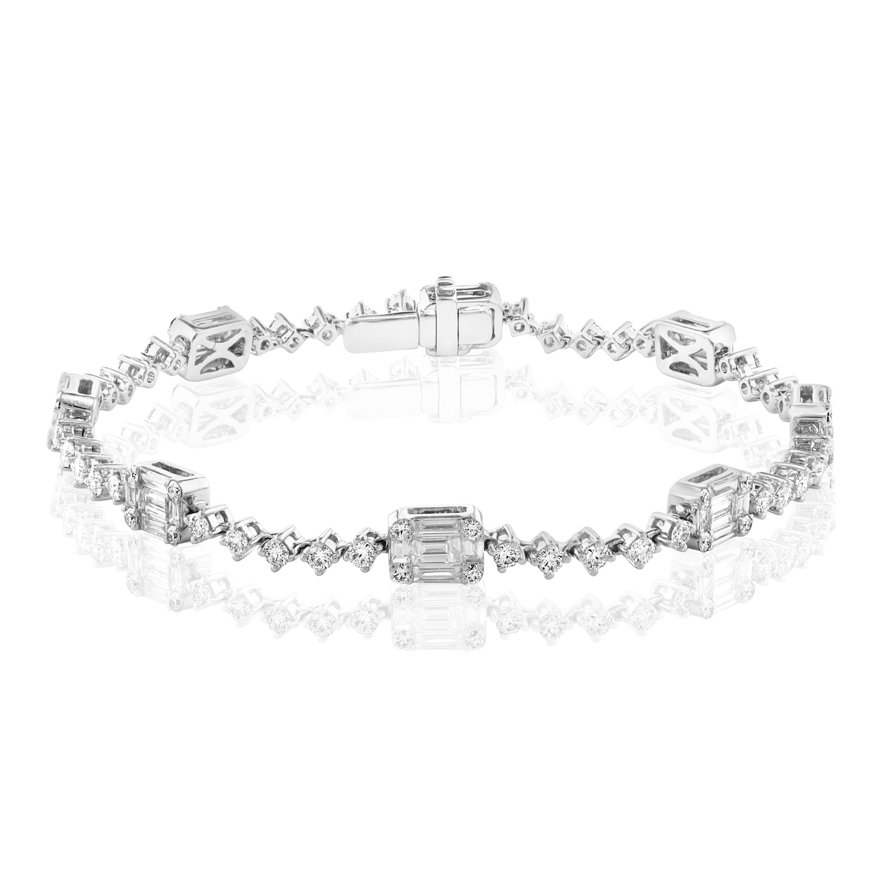 18K WHITE GOLD MIXED CUT DIAMOND BRACELET - 3.45CTW