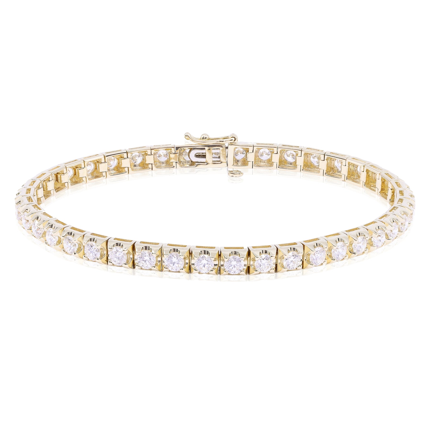 14K YELLOW GOLD DIAMOND TENNIS BRACELET - 4.61CTW