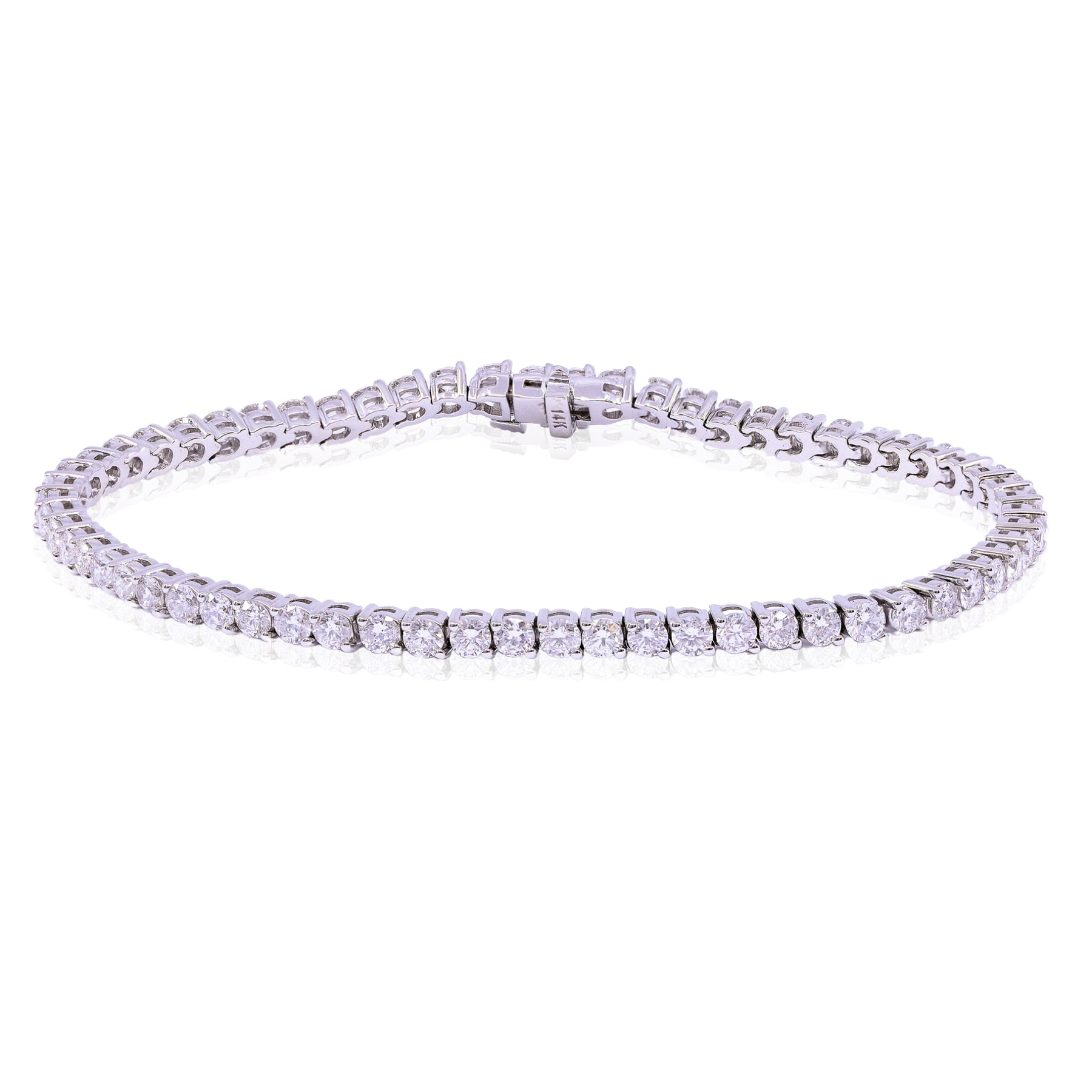 14K WHITE GOLD DIAMOND TENNIS BRACELET - 5.20CTW