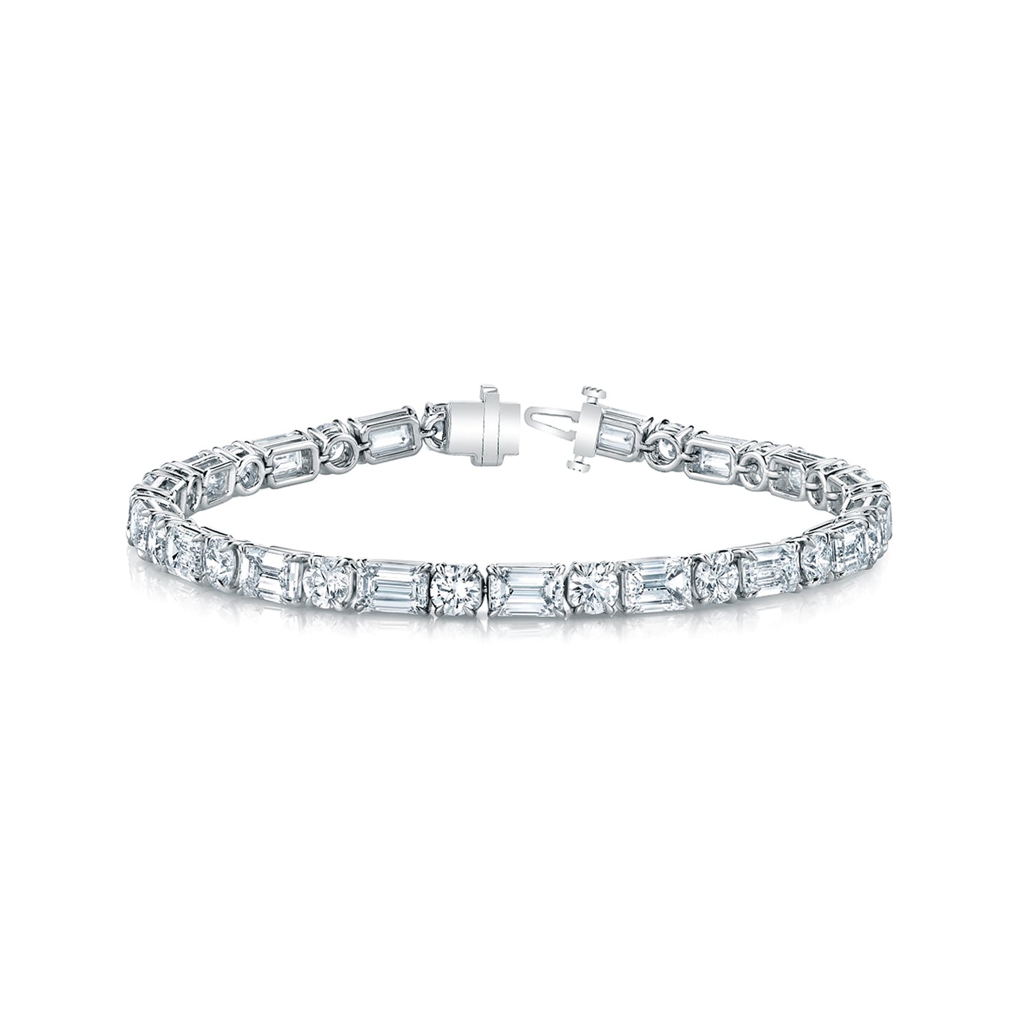 PLATINUM MIXED CUT DIAMOND TENNIS BRACELET - 8.89CTW