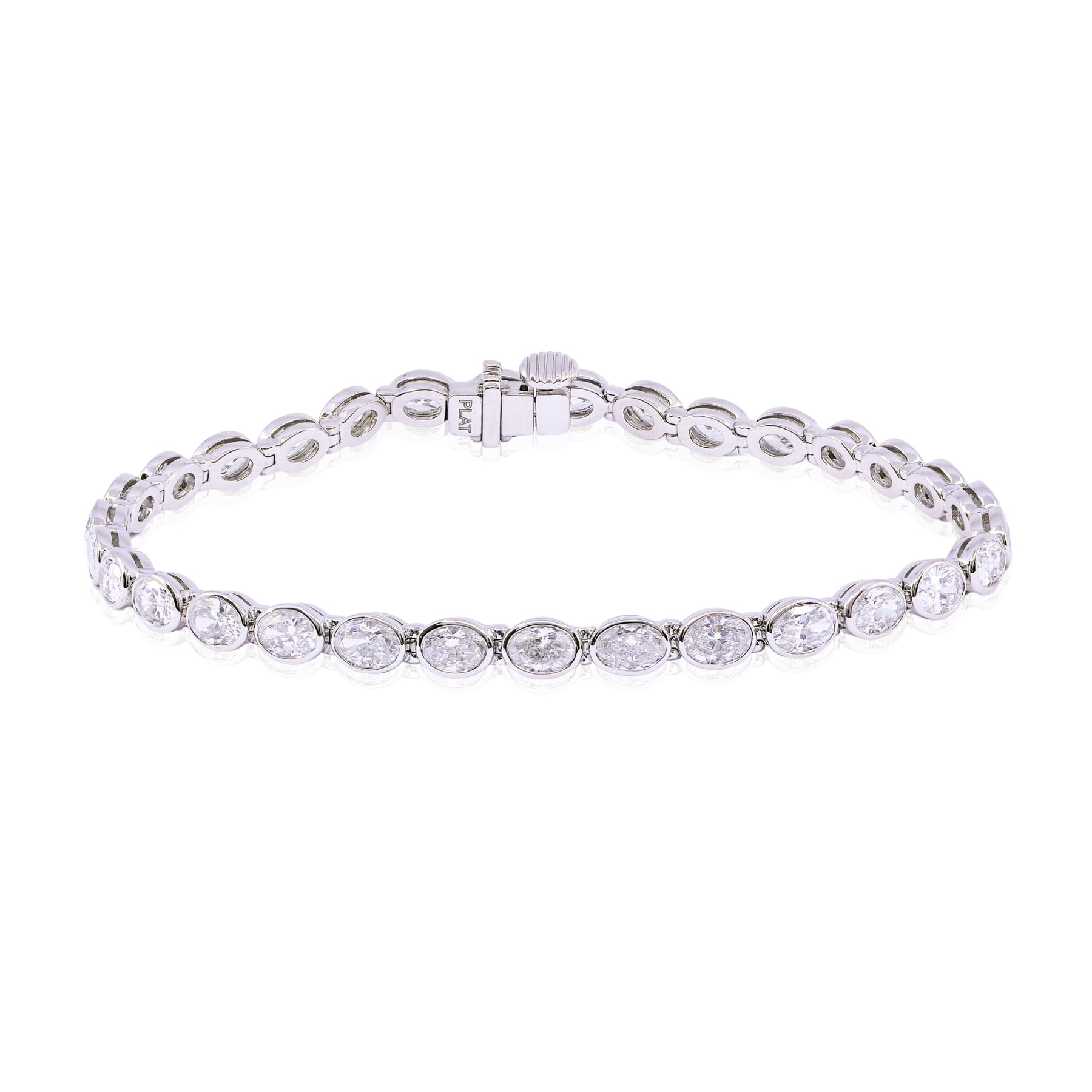 PLATINUM OVAL DIAMOND TENNIS BRACELET - 6.72CTW