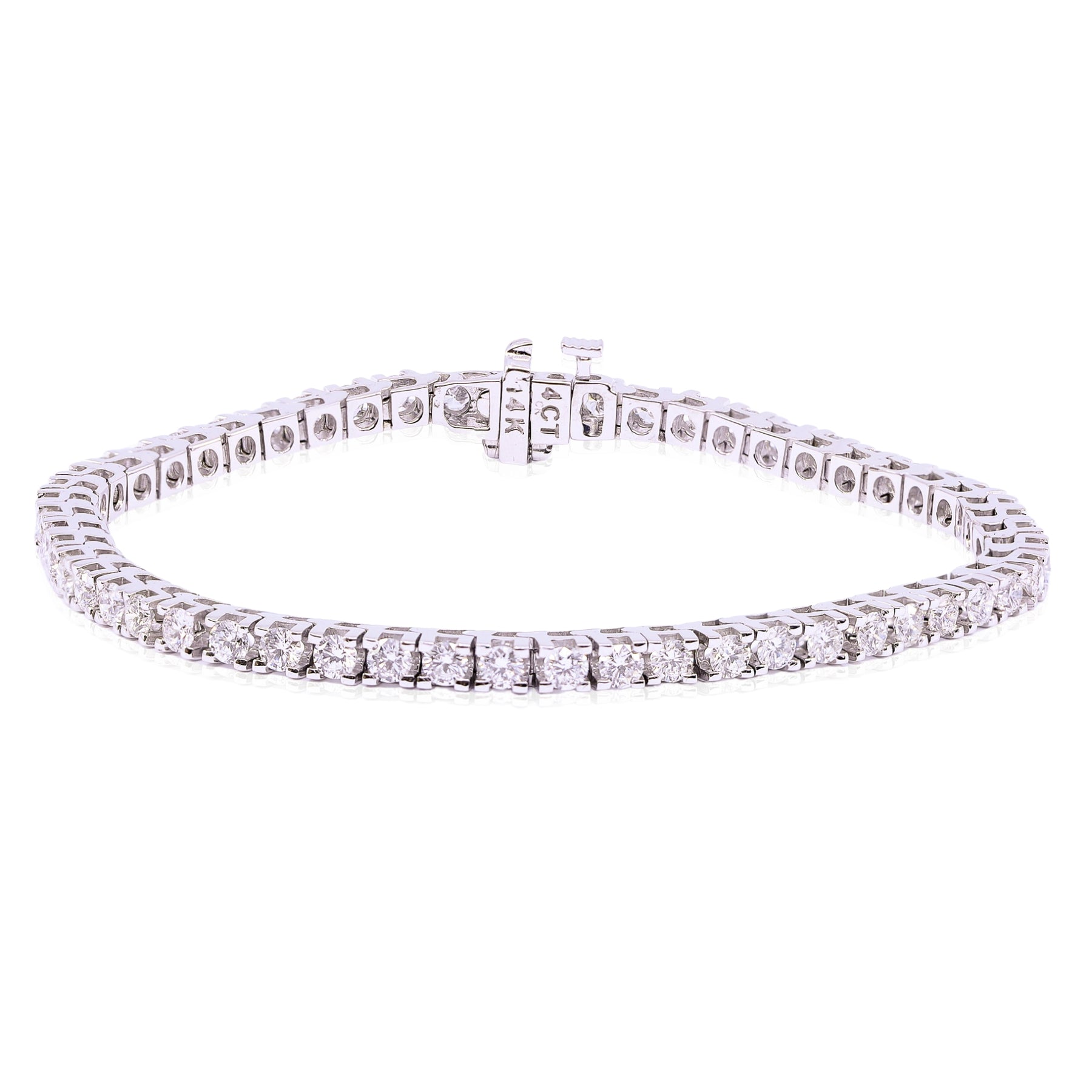 14K WHITE GOLD DIAMOND TENNIS BRACELET - 4.00CTW