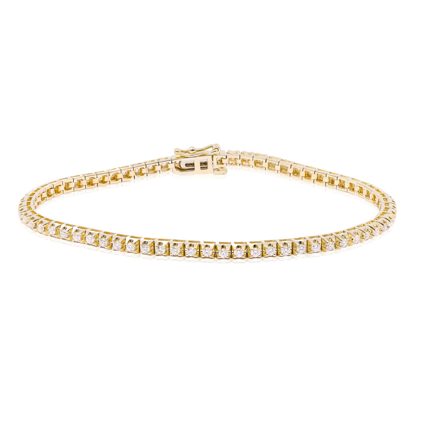 14K YELLOW GOLD DIAMOND TENNIS BRACELET - 1.22CTW