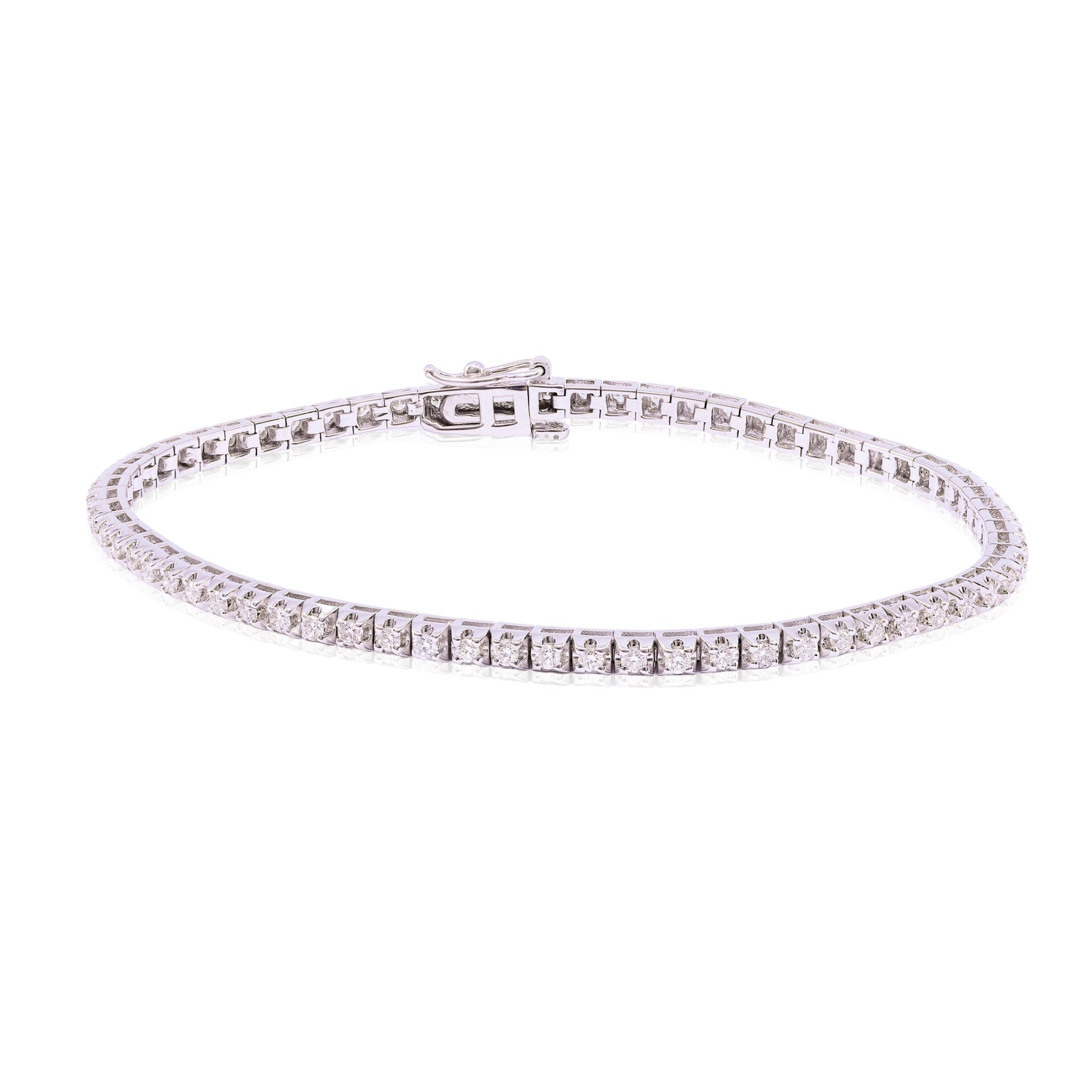 14K WHITE GOLD DIAMOND TENNIS BRACELET - 1.24CTW