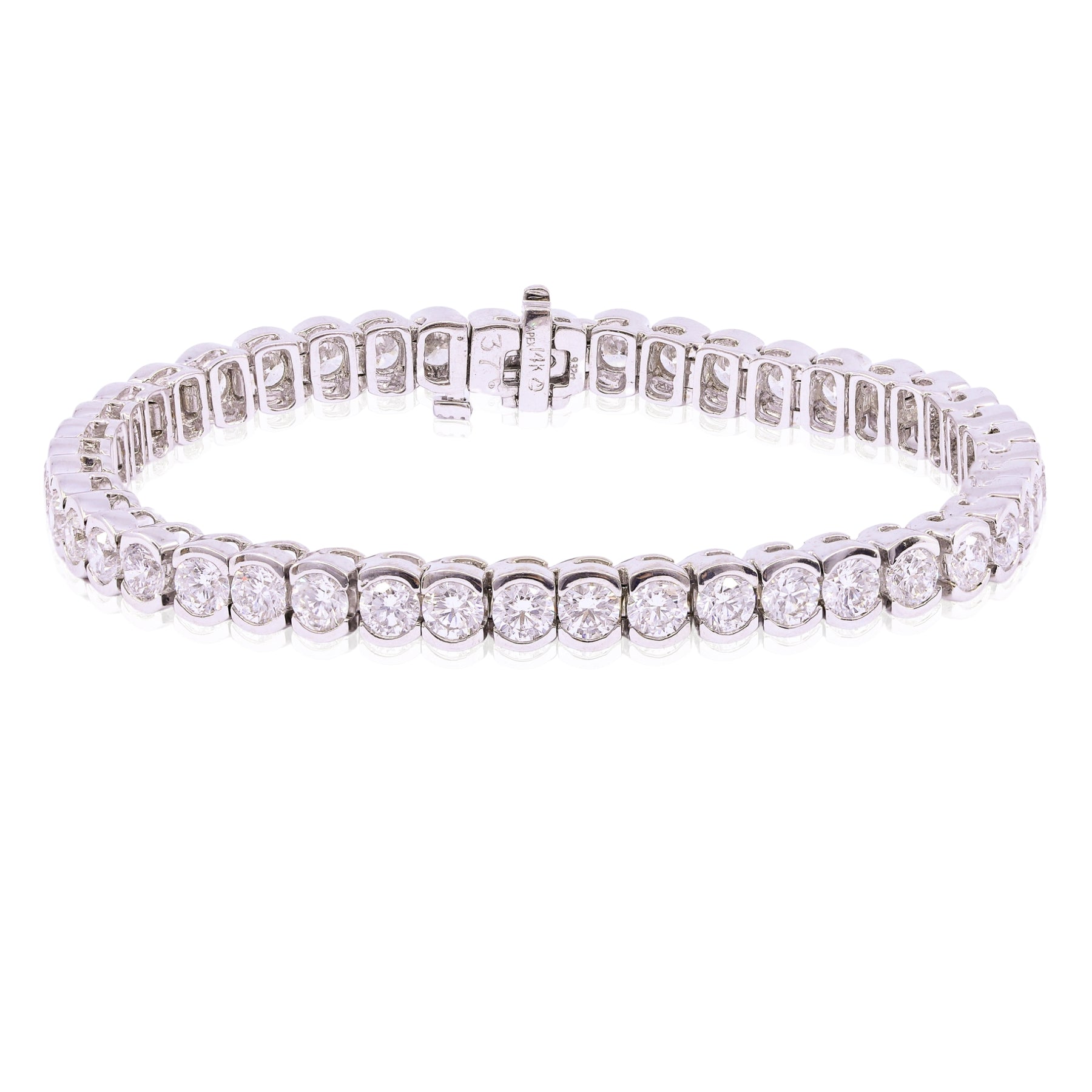 14K WHITE GOLD DIAMOND HALF BEZEL TENNIS BRACELET - 9.32CTW