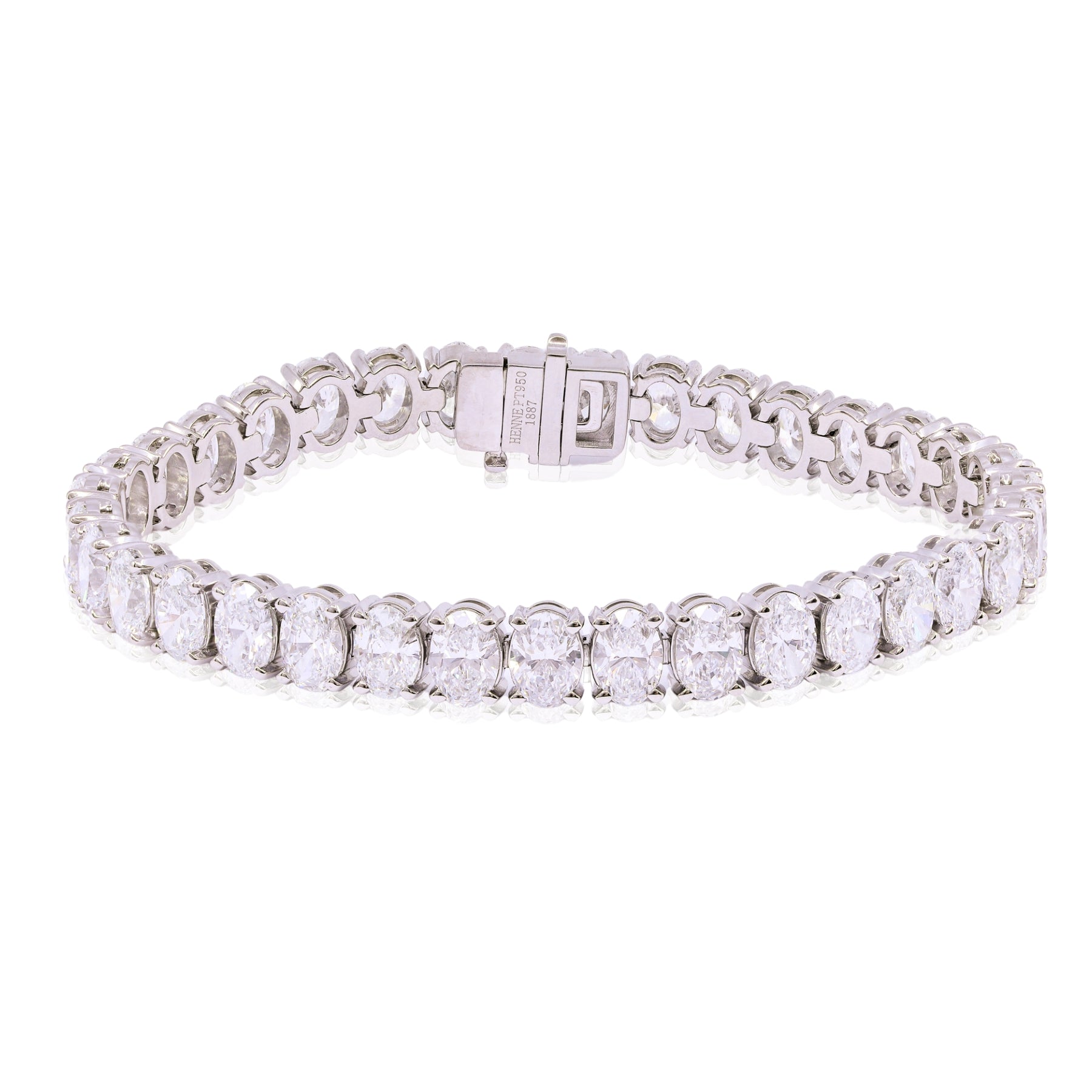 HENNE 1887 PLATINUM OVAL DIAMOND TENNIS BRACELET - 18.87CTW