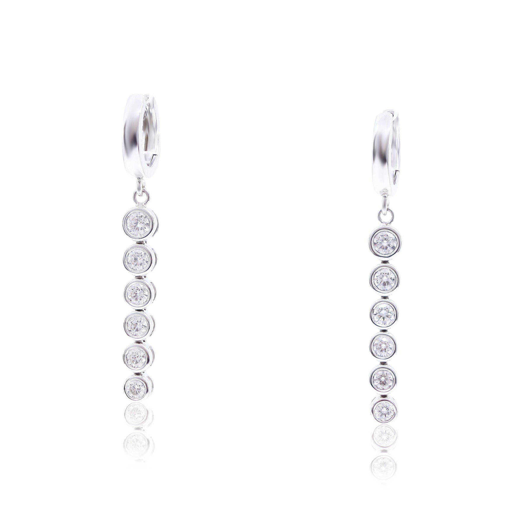 14K WHITE GOLD DIAMOND BEZEL SET DANGLE EARRINGS