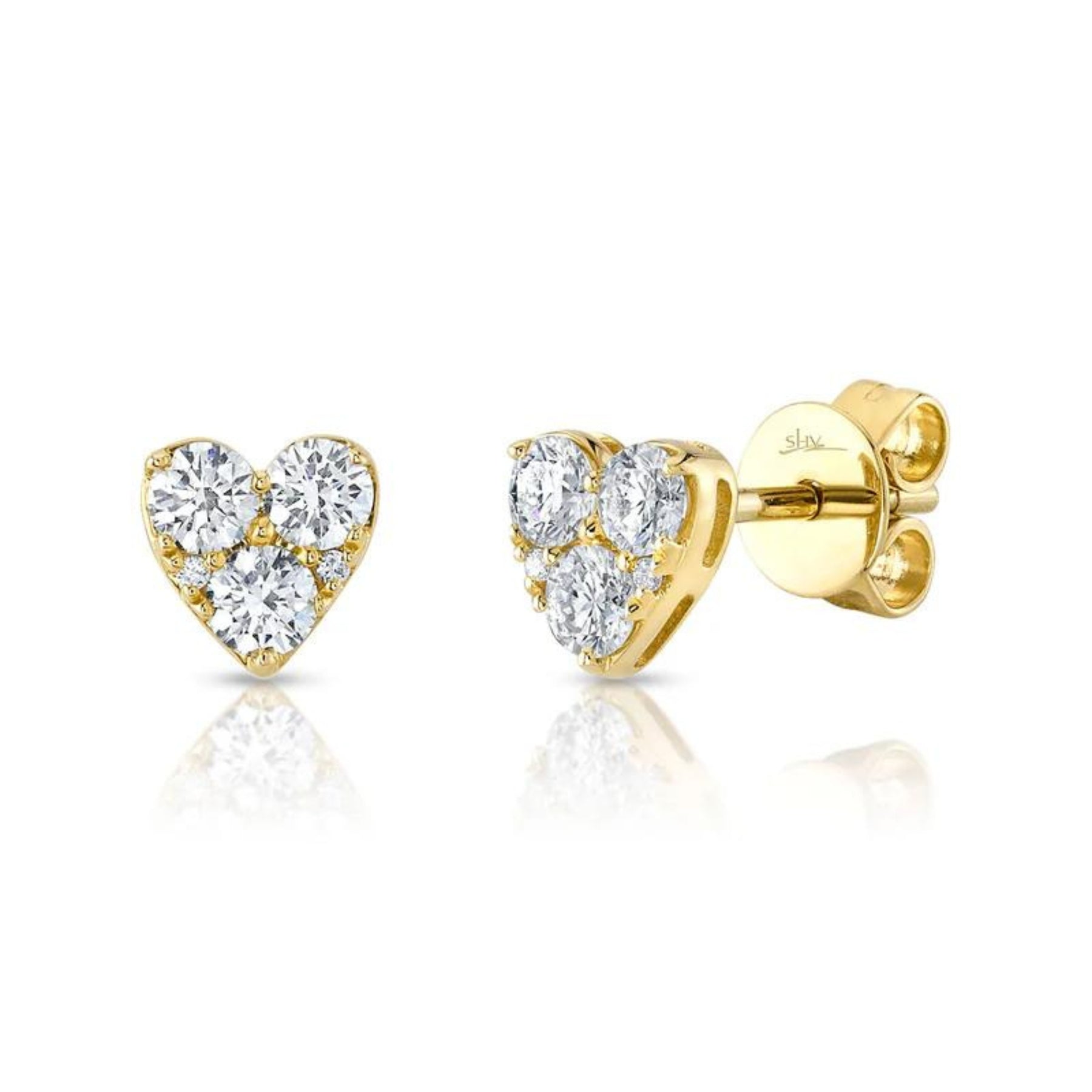 SHY CREATION 14K YELLOW GOLD DIAMOND HEART EARRINGS - 0.51CTW