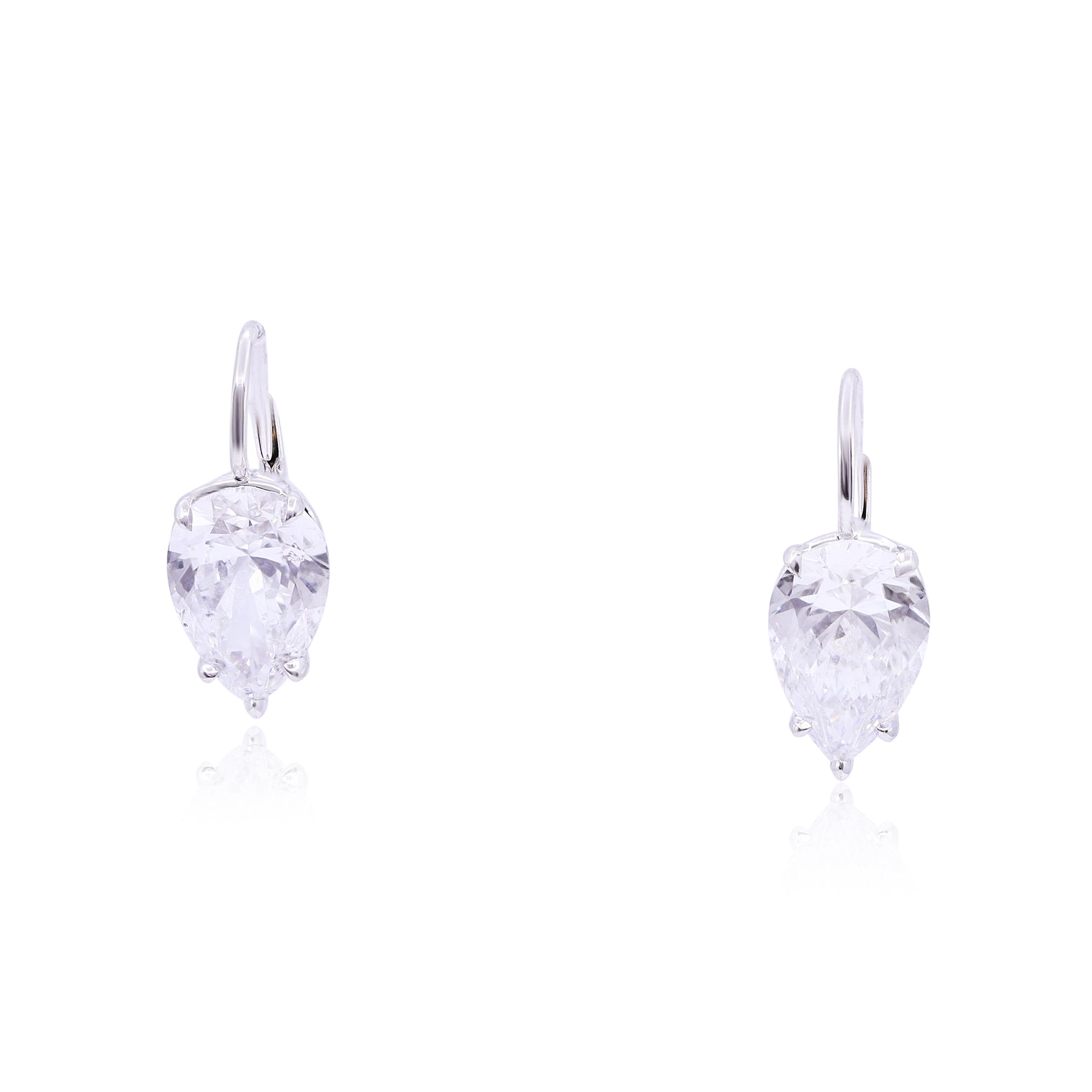 18K WHITE GOLD DIAMOND TEARDROP EARRINGS 6.01CTW