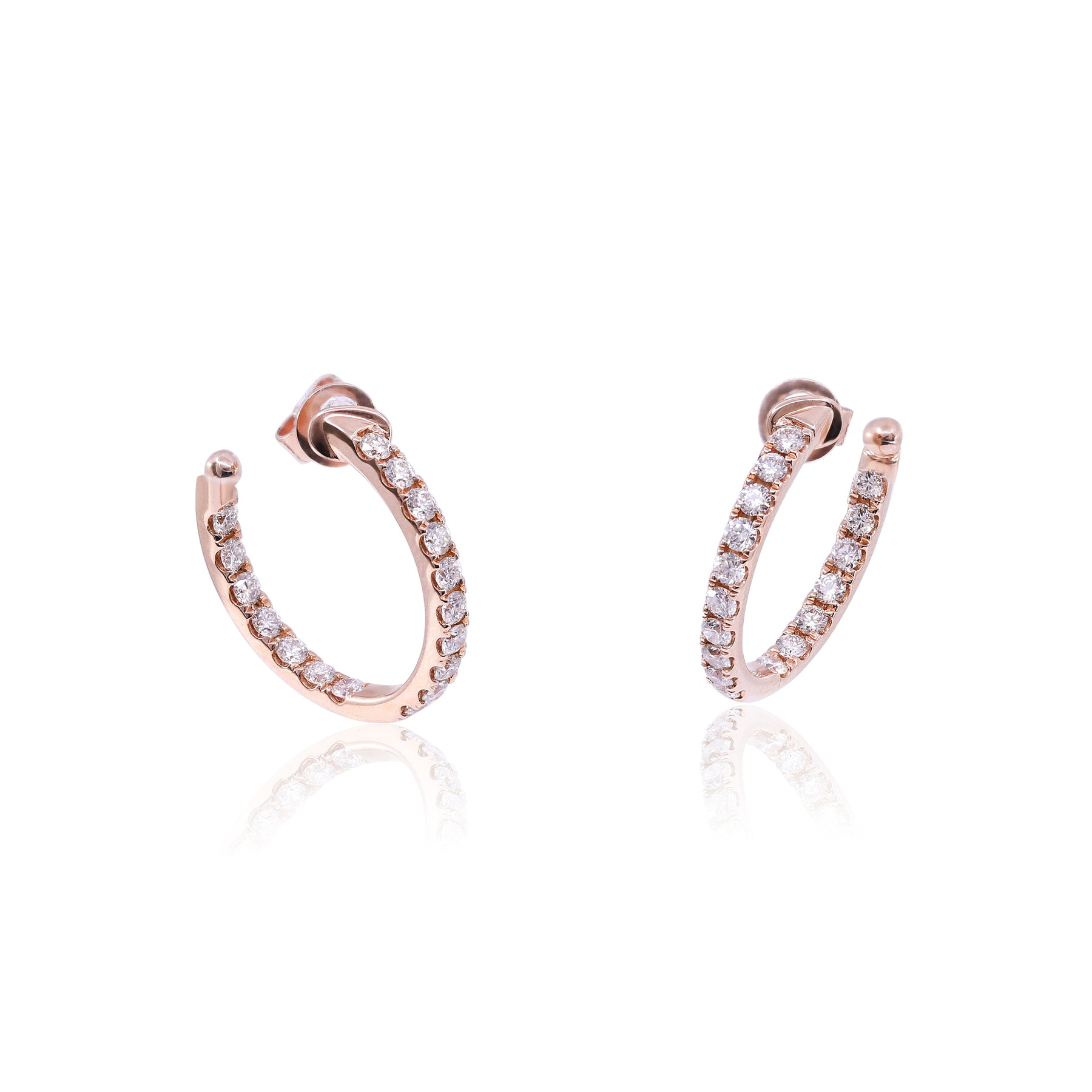 14K ROSE GOLD INSIDE-OUTSIDE DIAMOND HOOP EARRINGS 1.33CTW