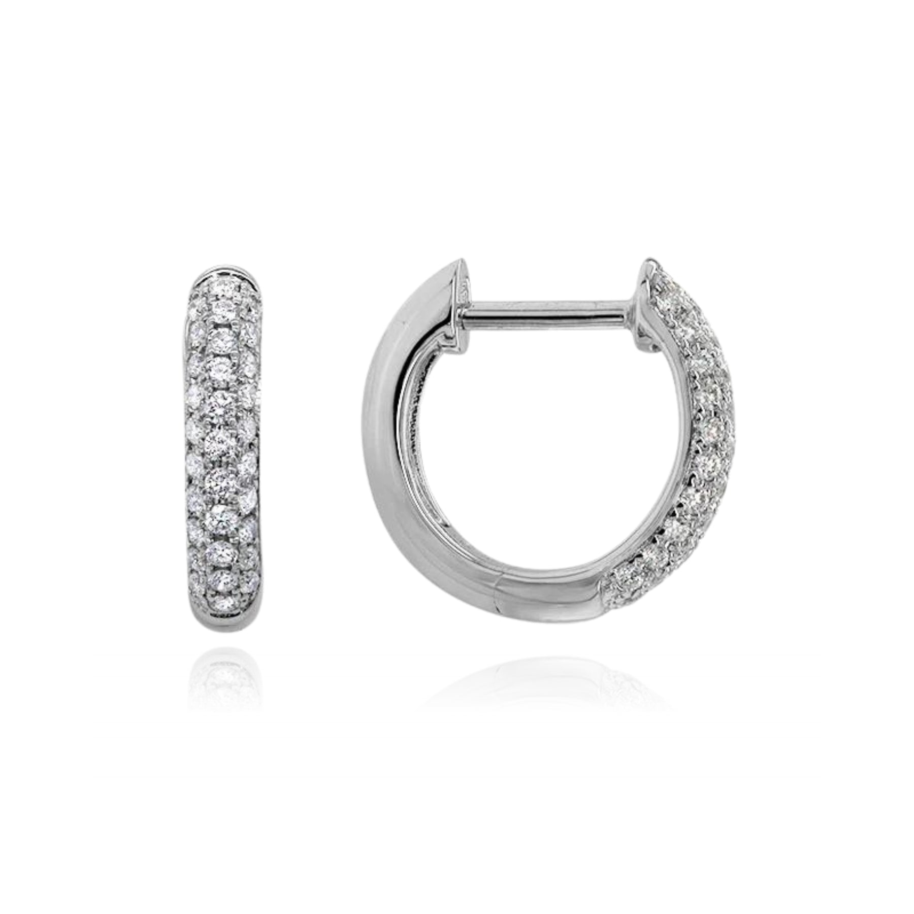 14K WHITE GOLD DIAMOND HUGGIE HOOP EARRINGS - 0.25CTW