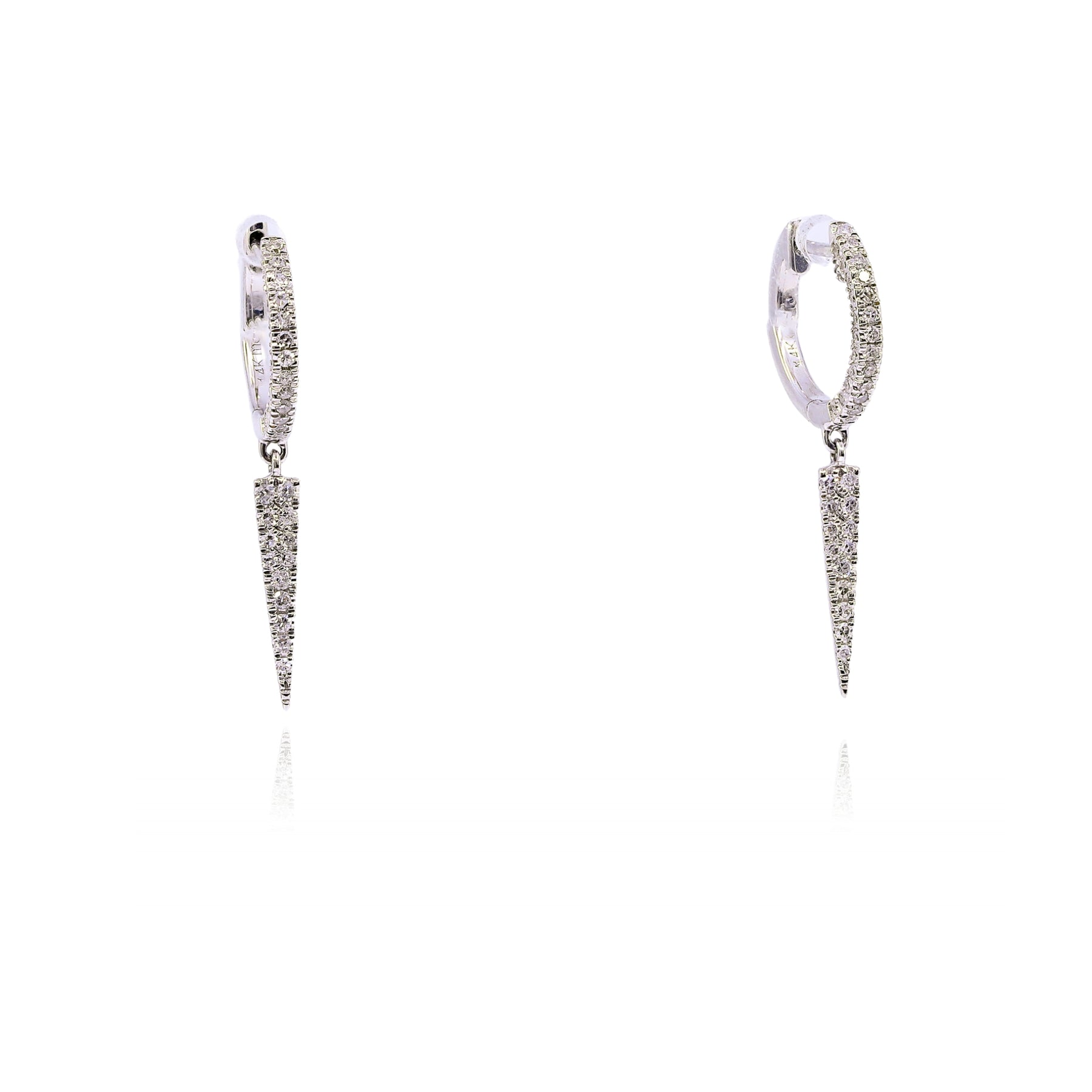 MEIRA T 14K WHITE GOLD DIAMOND SPIKE DANGLE EARRINGS - 0.32CTW