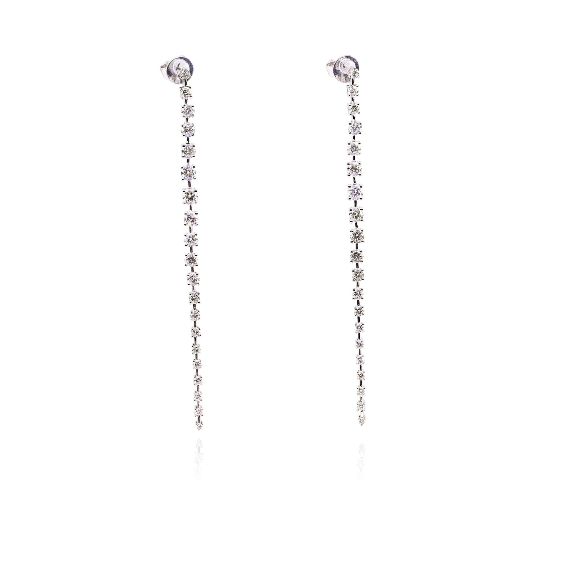 MEIRA T 14K WHITE GOLD DIAMOND GRADUATING LINE DROP EARRINGS - 1.41CTW