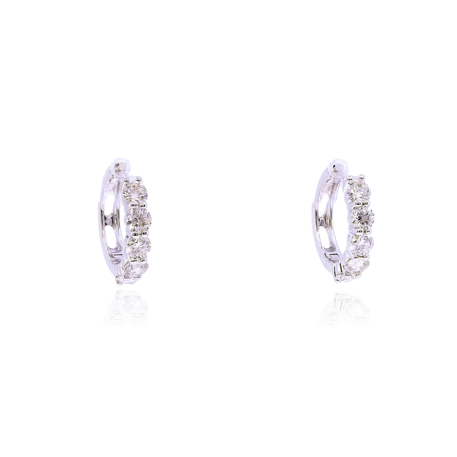 18K WHITE GOLD DIAMOND HOOP EARRINGS - 1.45CTW