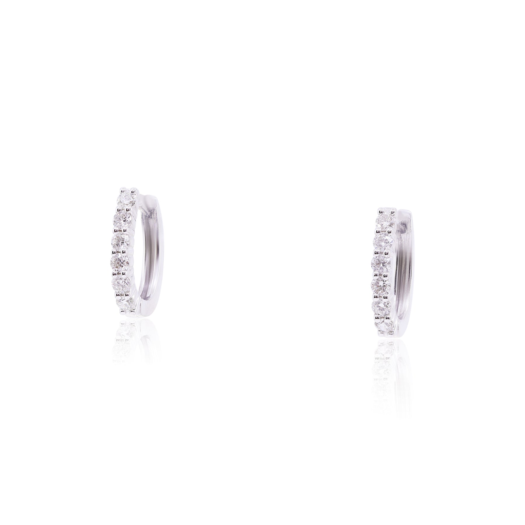 14K WHITE GOLD DIAMOND U-HOOP EARRINGS - 0.52CTW