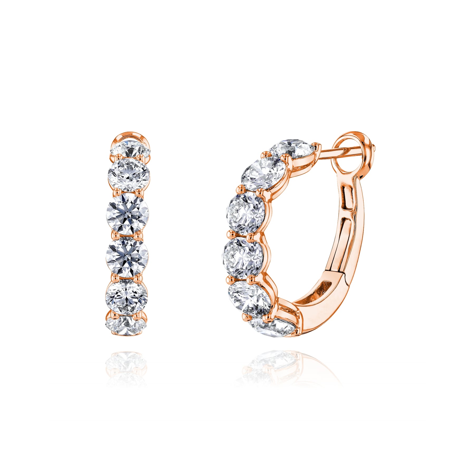 18K ROSE GOLD DIAMOND HOOP EARRINGS - 3.62CTW