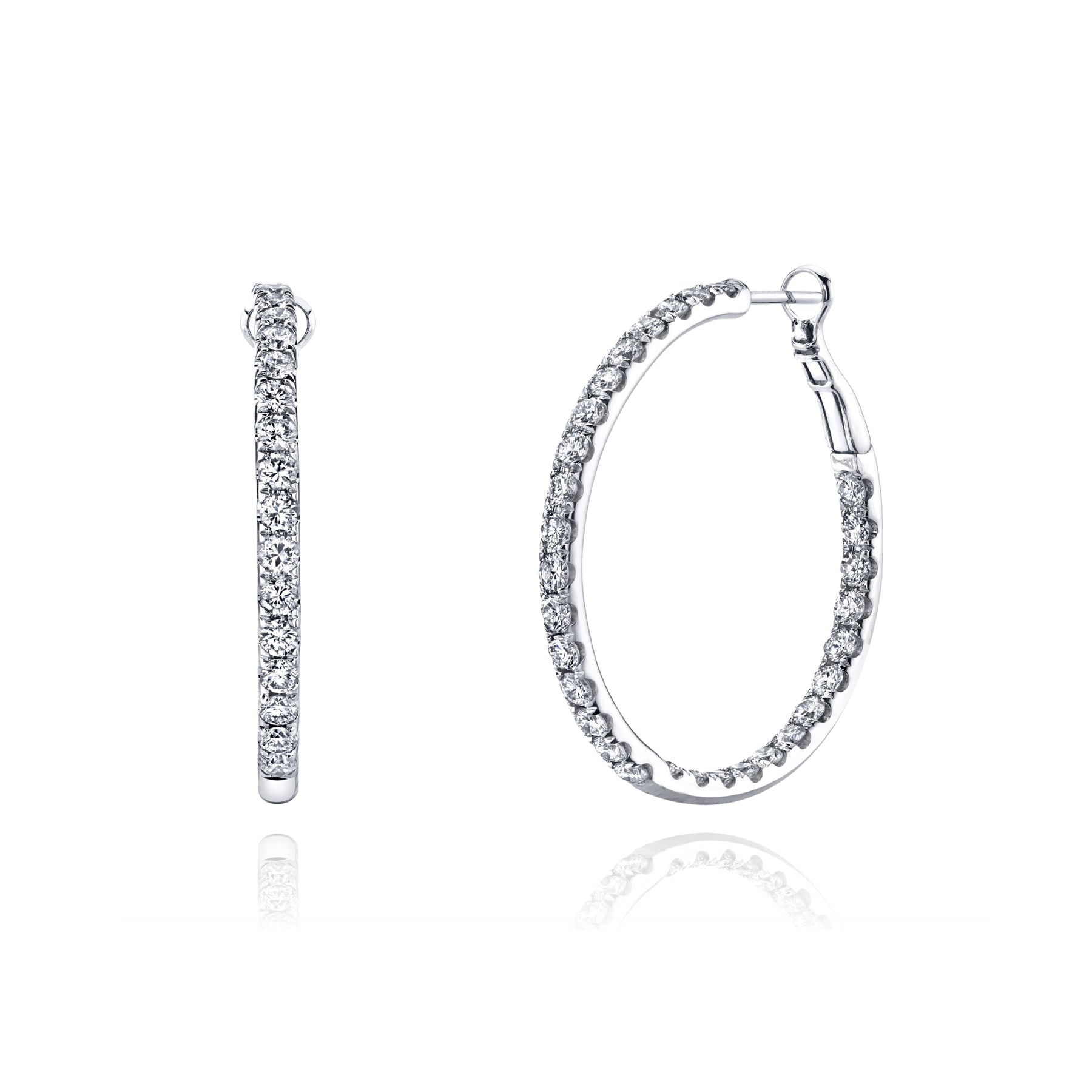 18K WHITE GOLD DIAMOND HOOP EARRINGS - 5.19CTW