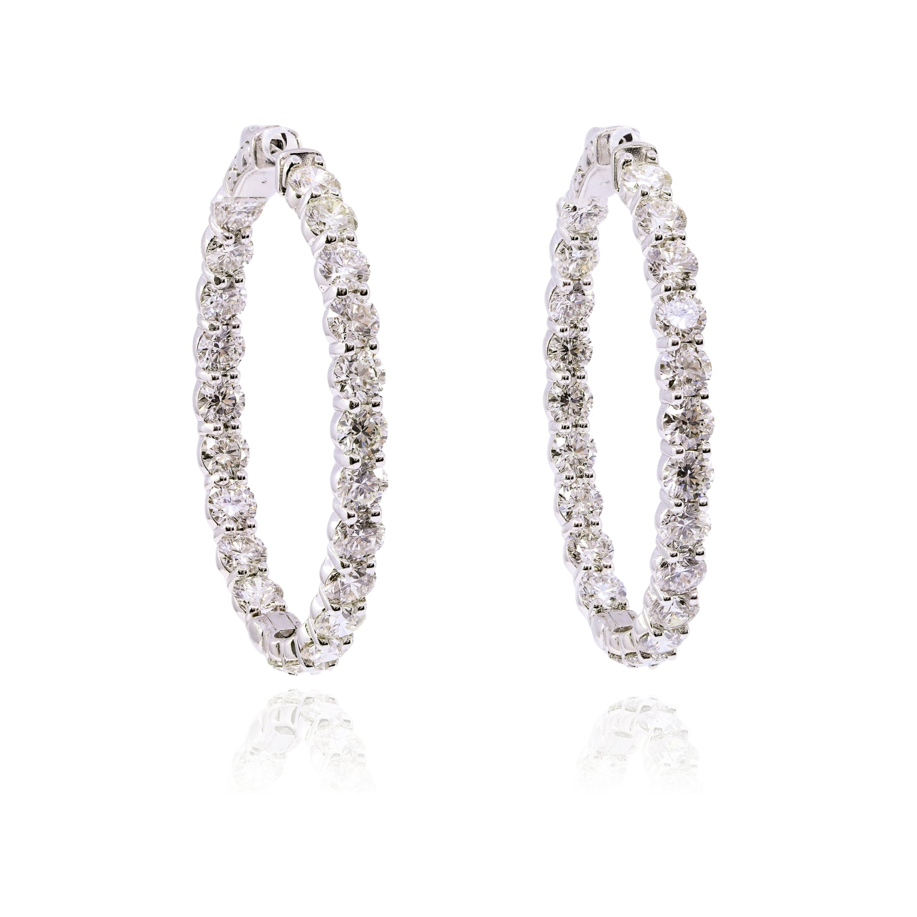 14K WHITE GOLD DIAMOND INSIDE-OUT HOOP EARRINGS - 12.65CTW