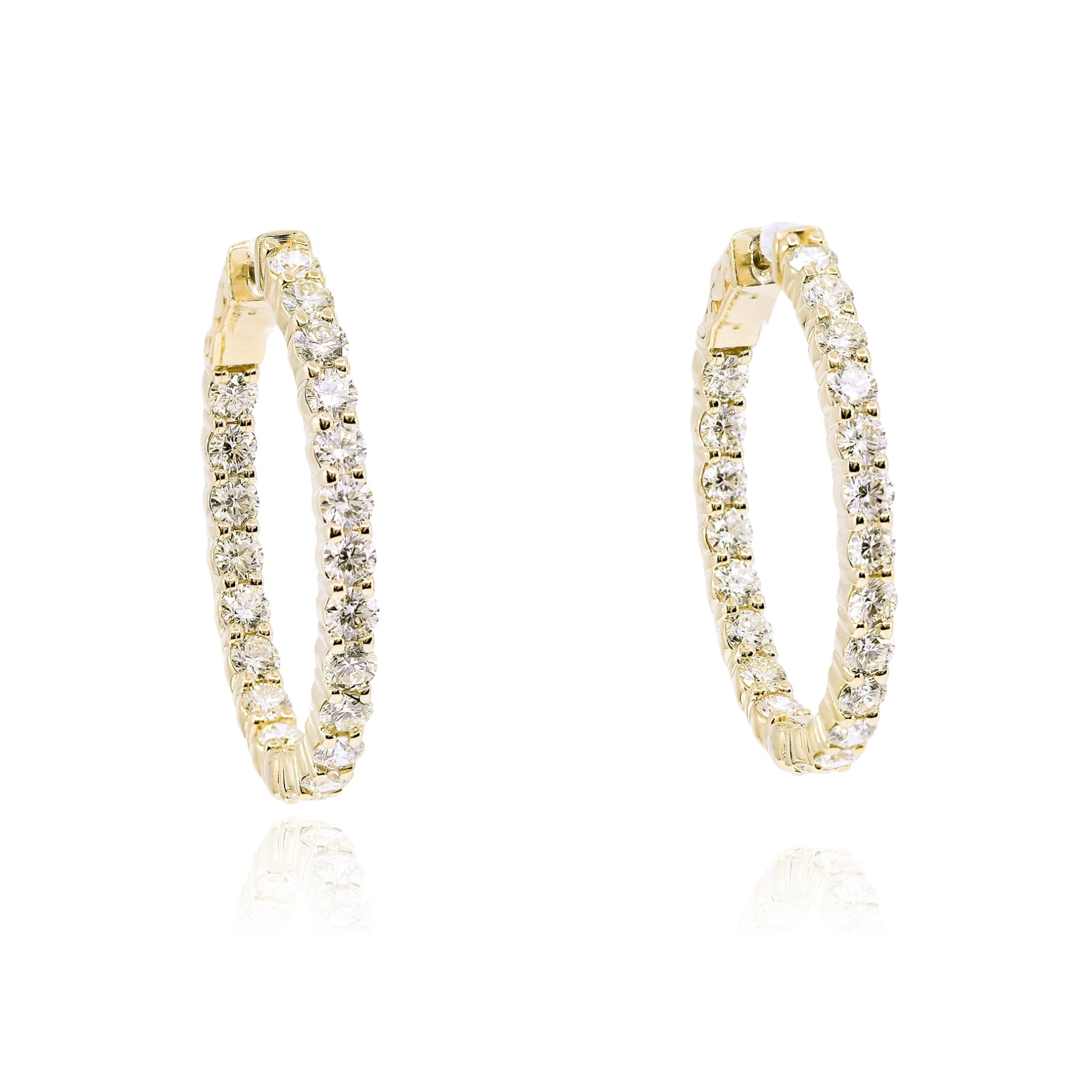 14K YELLOW GOLD DIAMOND INSIDE-OUT HOOP EARRINGS - 4.00CTW