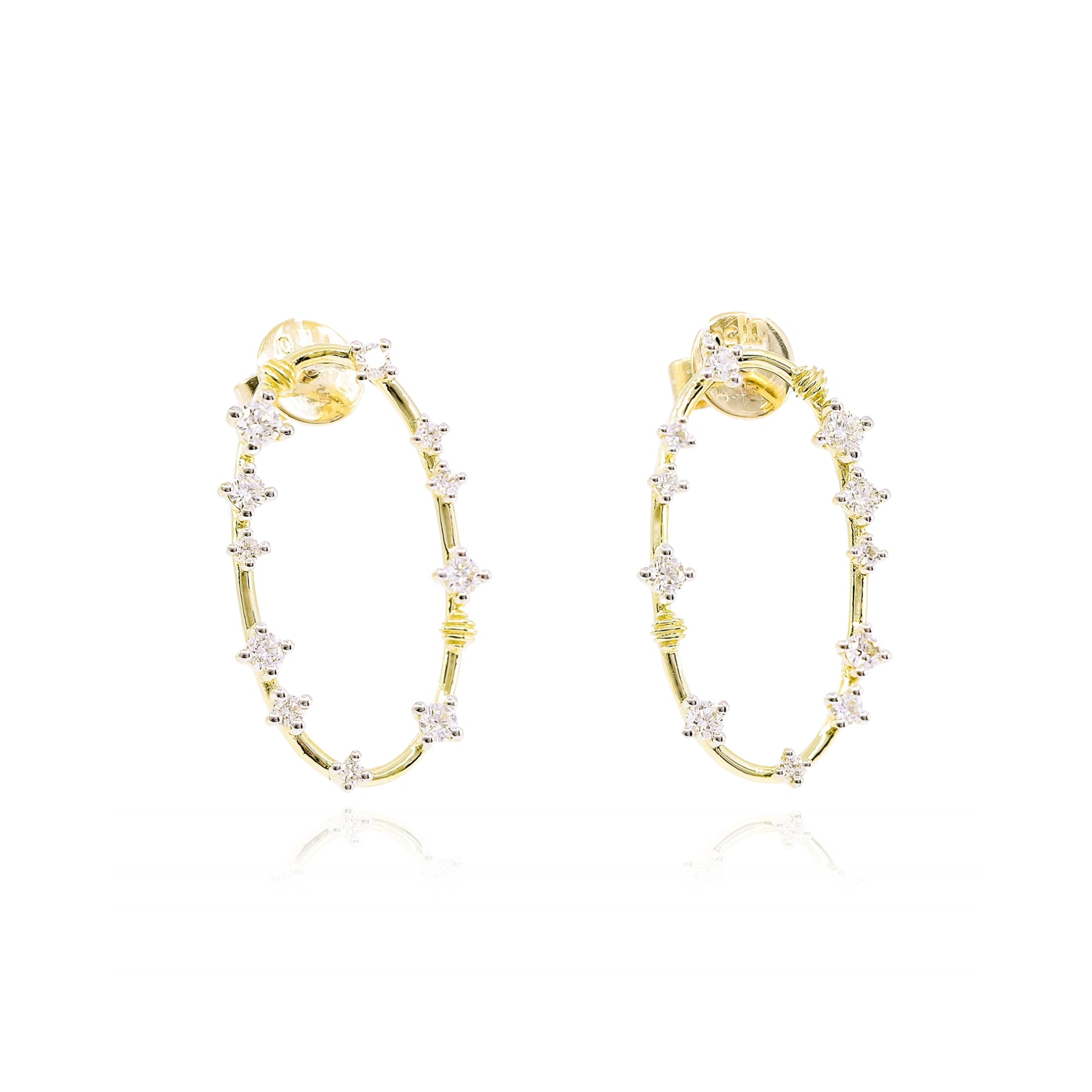 SLOANE STREET 18K YELLOW GOLD DIAMOND OVAL HOOP EARRINGS - 0.68CTW