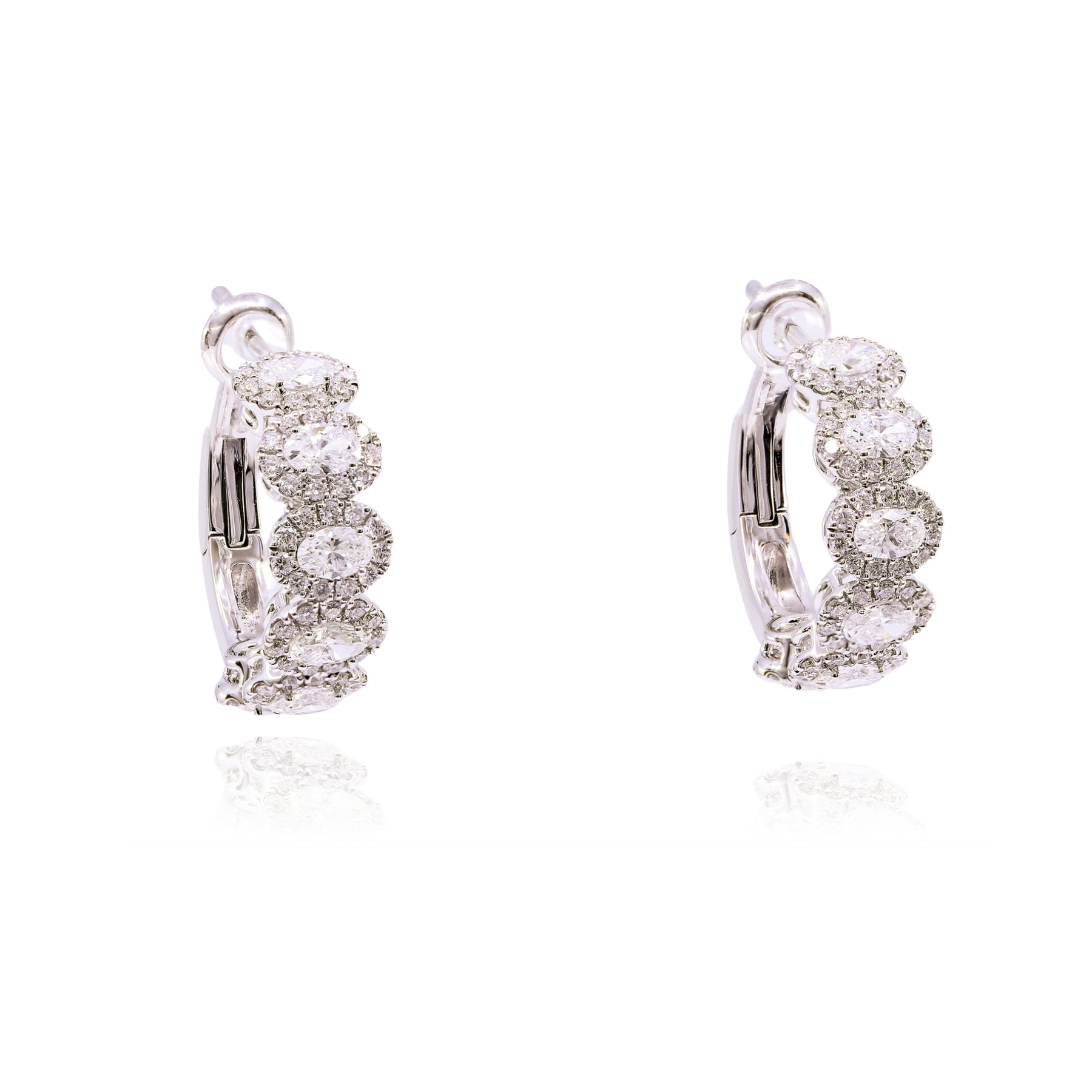 18K WHITE GOLD DIAMOND HOOP EARRINGS - 2.31CTW