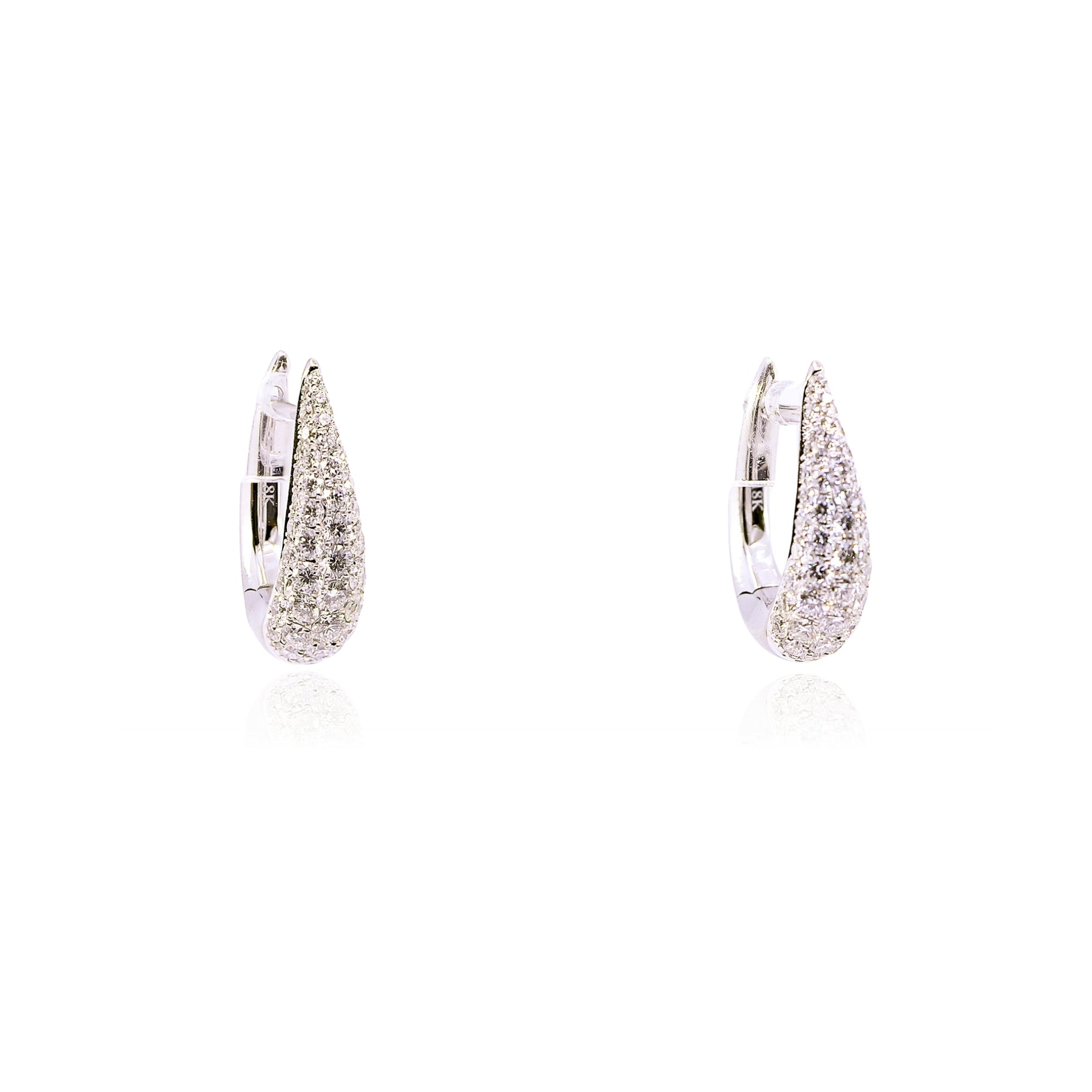 18K WHITE GOLD DIAMOND PAVE HOOP EARRINGS - 1.33CTW