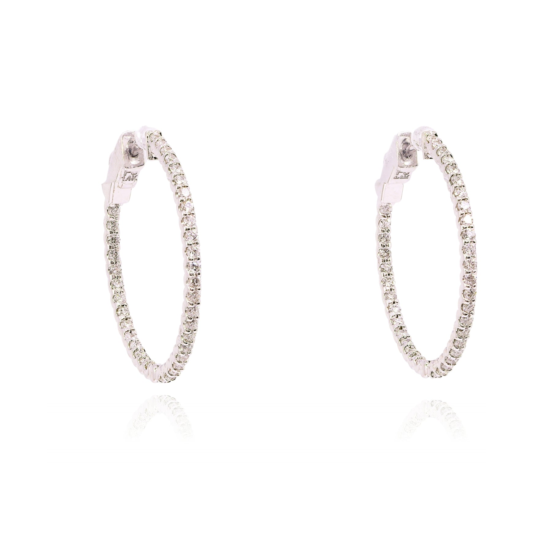 14K WHITE GOLD DIAMOND HOOP EARRINGS - 0.79CTW