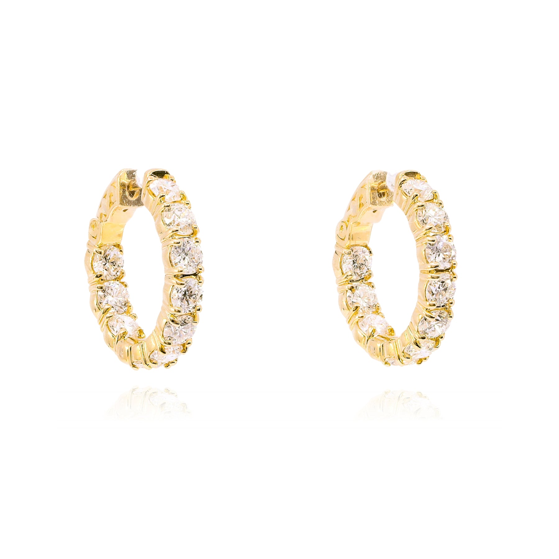 14K YELLOW GOLD DIAMOND HOOP EARRINGS - 4.13CTW