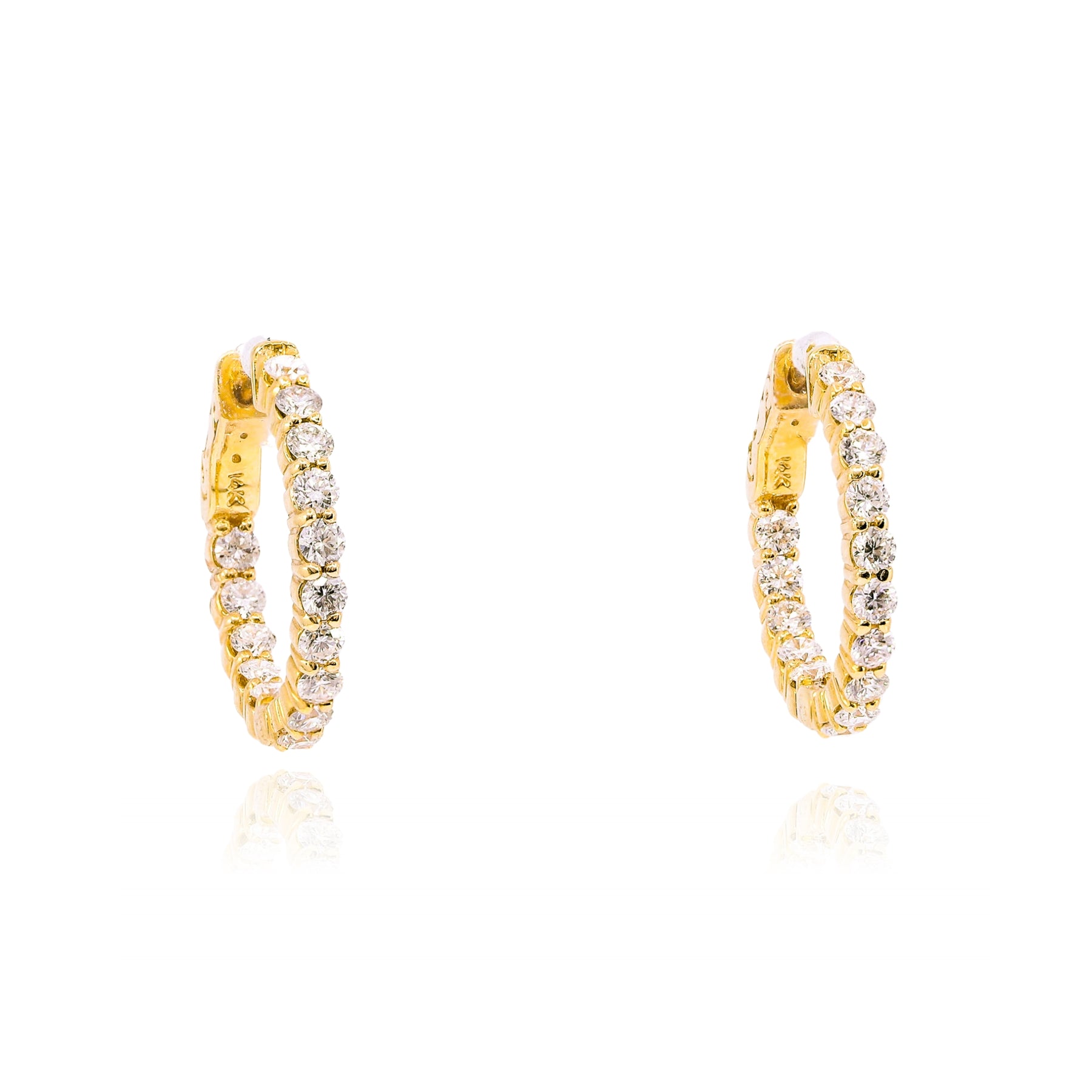 14K YELLOW GOLD DIAMOND HOOP EARRINGS - 1.80CTW