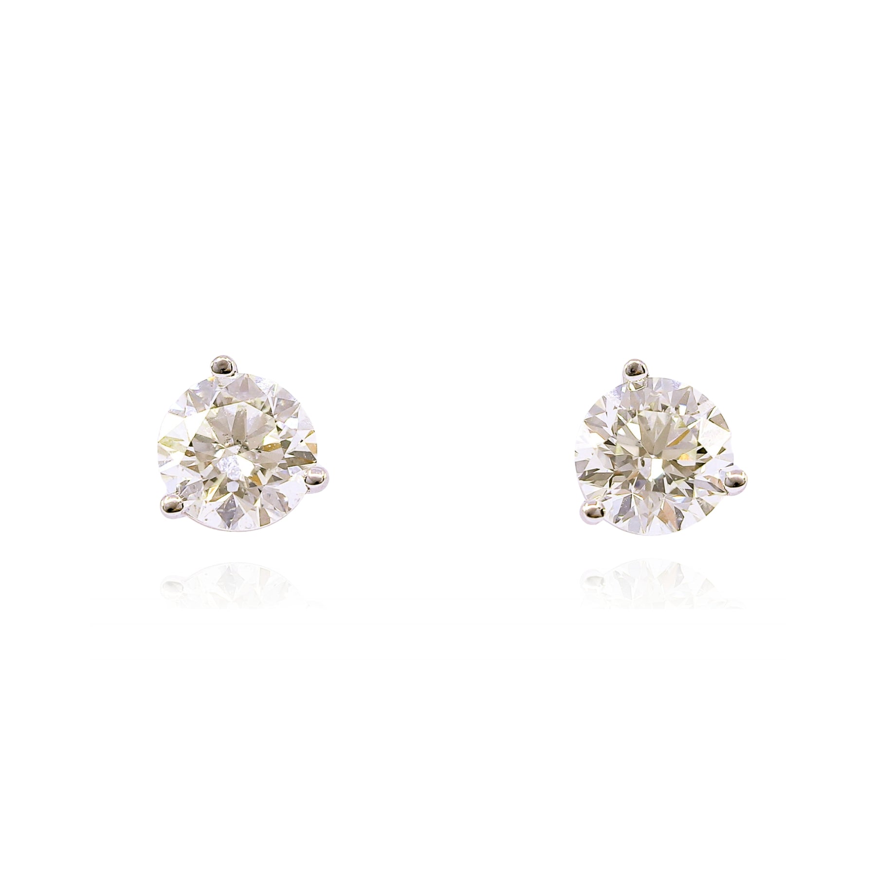 14K WHITE GOLD DIAMOND STUD EARRINGS - 1.50CTW