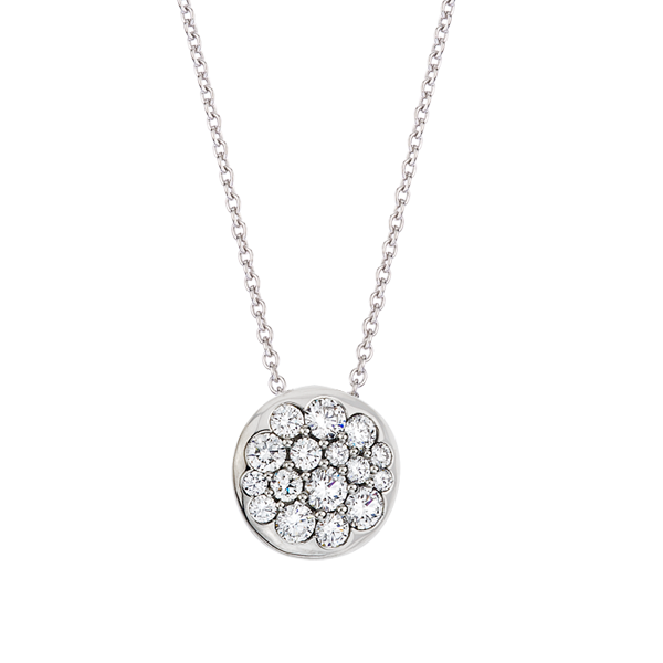 18K WHITE GOLD DIAMOND TANGO DISC PENDANT 0.76CTW