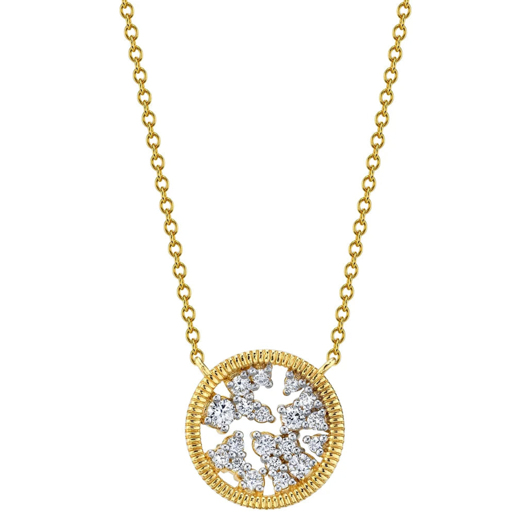 SLOANE STREET 18K YELLOW GOLD DIAMOND STRIE DISC NECKLACE - 0.35CTW