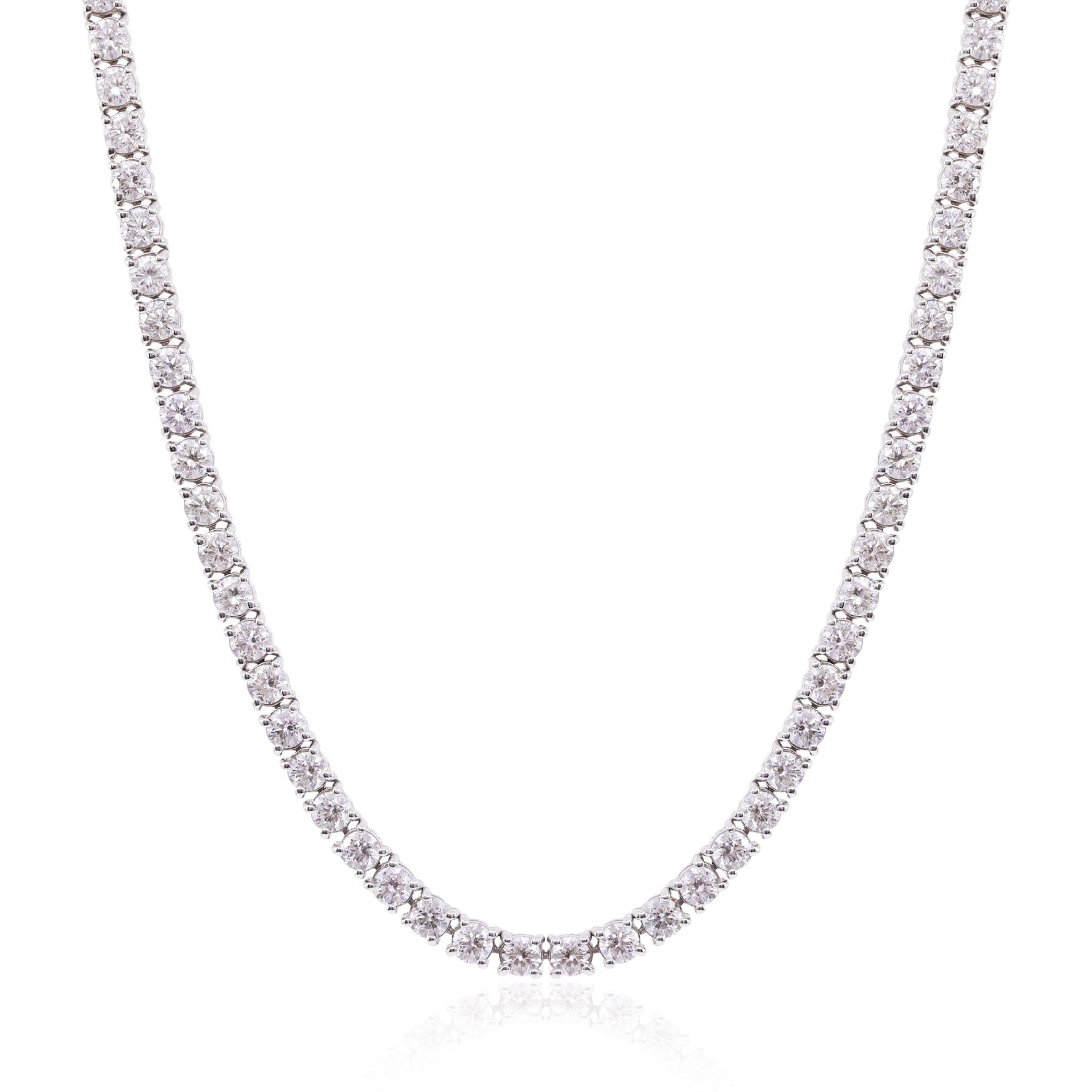 14K WHITE GOLD 20-INCH STRAIGHT LINE TENNIS NECKLACE 17.35CTW