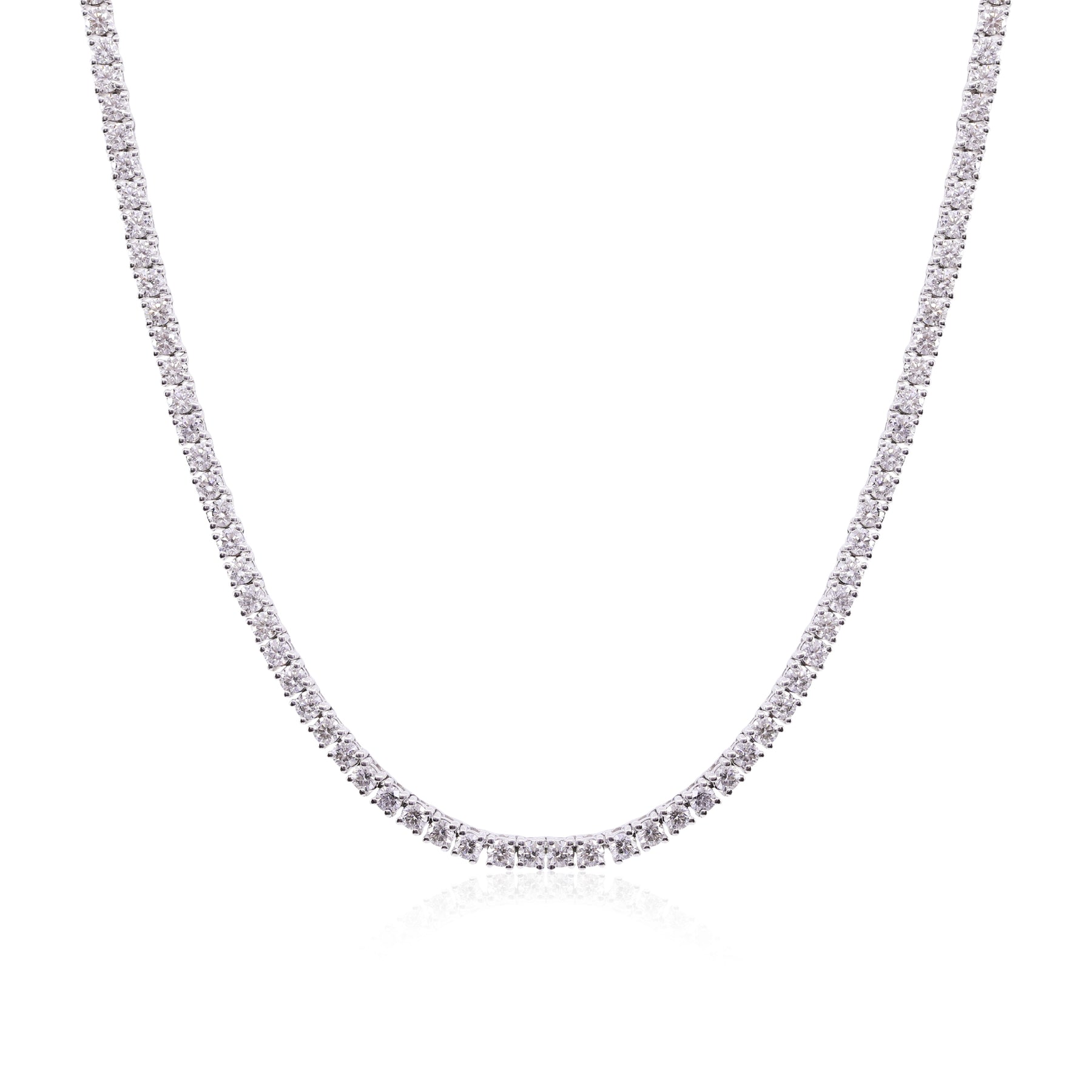 14K WHITE GOLD 17.25-INCH STRAIGHT LINE DIAMOND TENNIS NECKLACE 6.84CTW