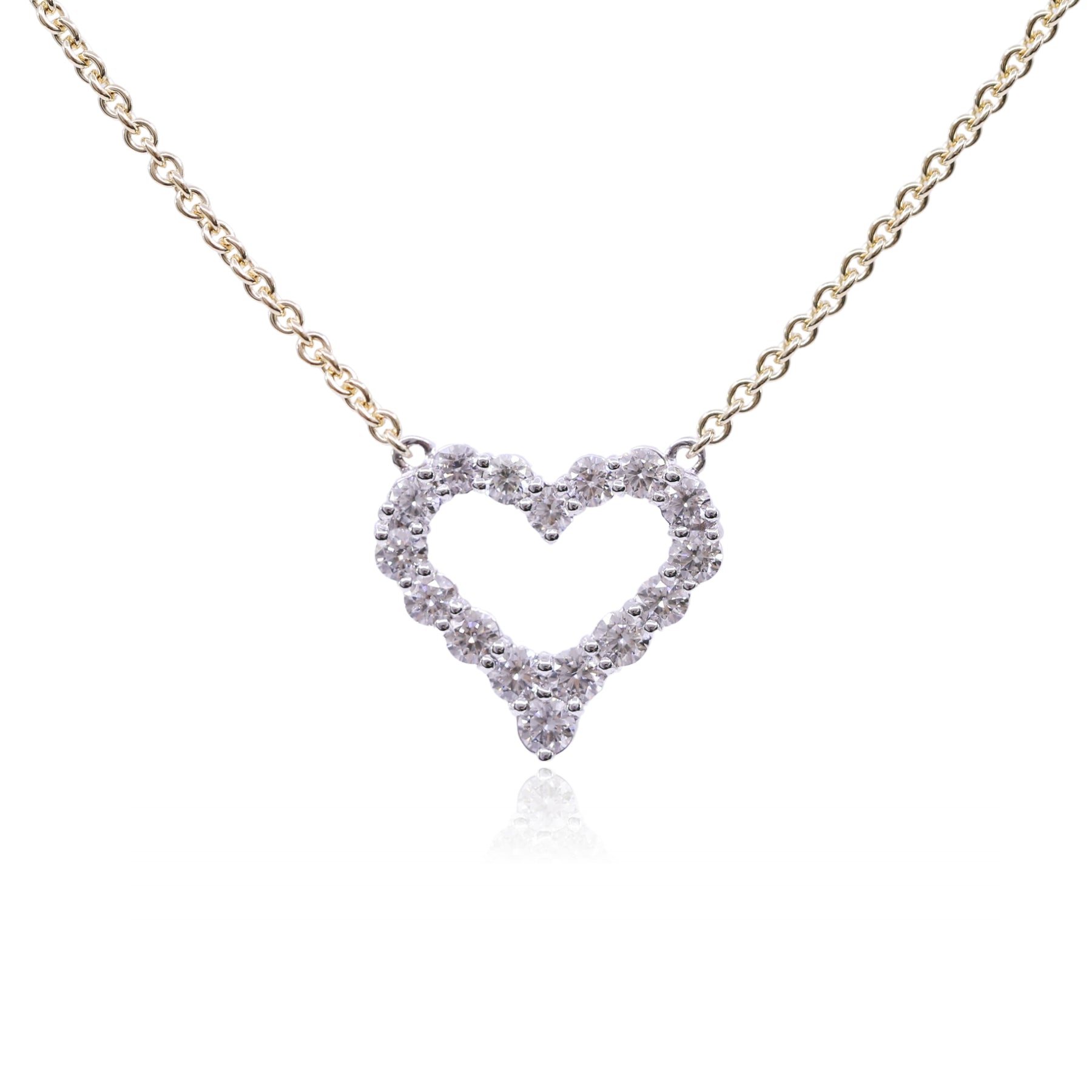 14K YELLOW GOLD DIAMOND HEART NECKLACE - 1.22CTW