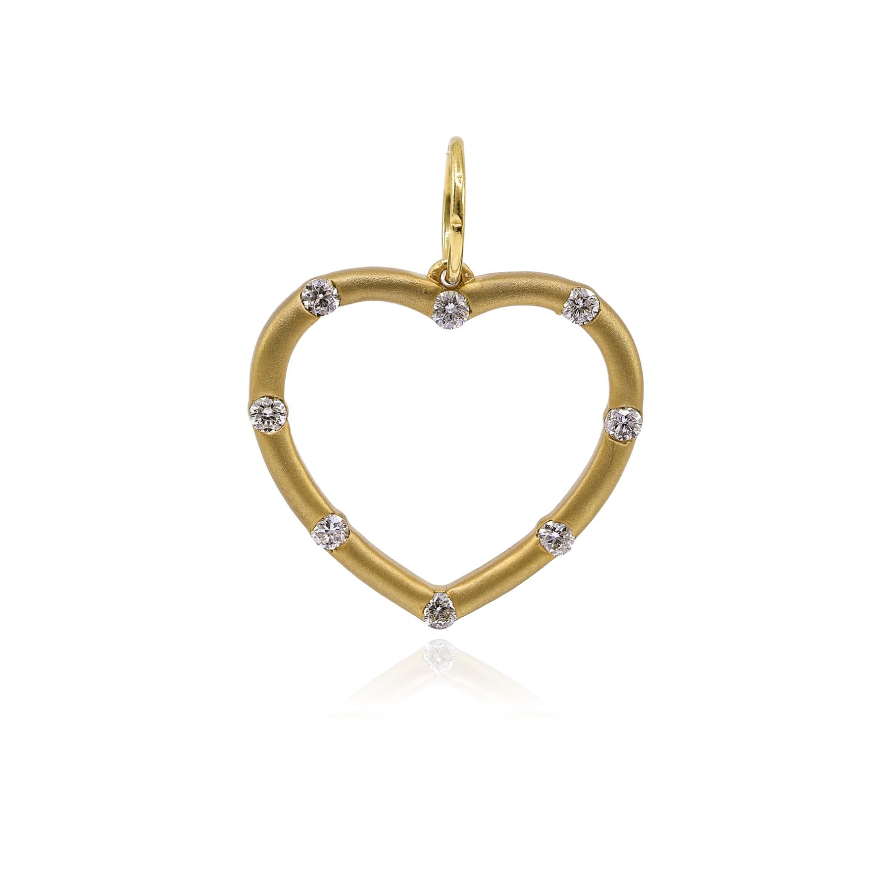 14K YELLOW GOLD DIAMOND OPEN HEART PENDANT