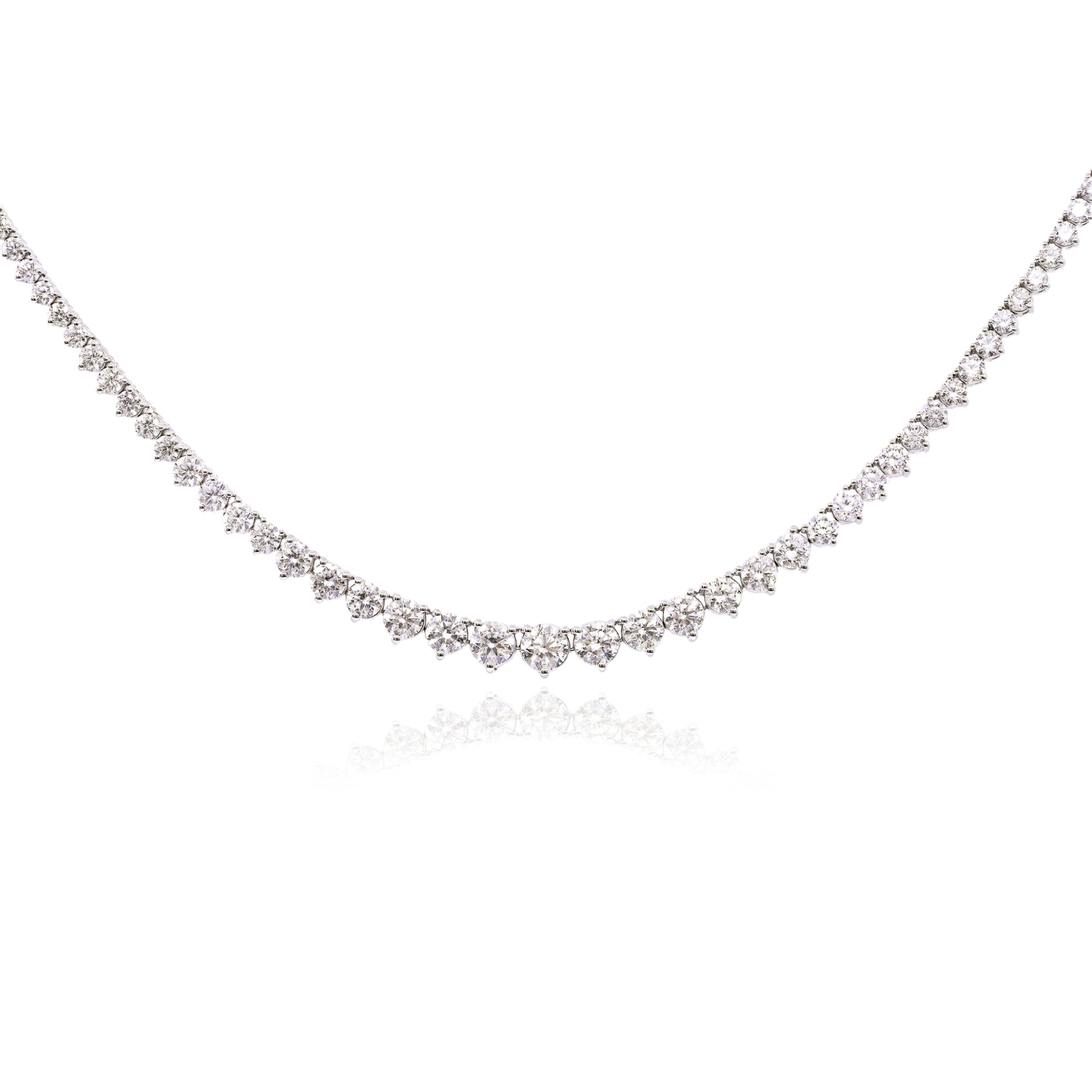 14K WHITE GOLD GRADUATED DIAMOND TENNIS NECKLACE - 13.10CTW